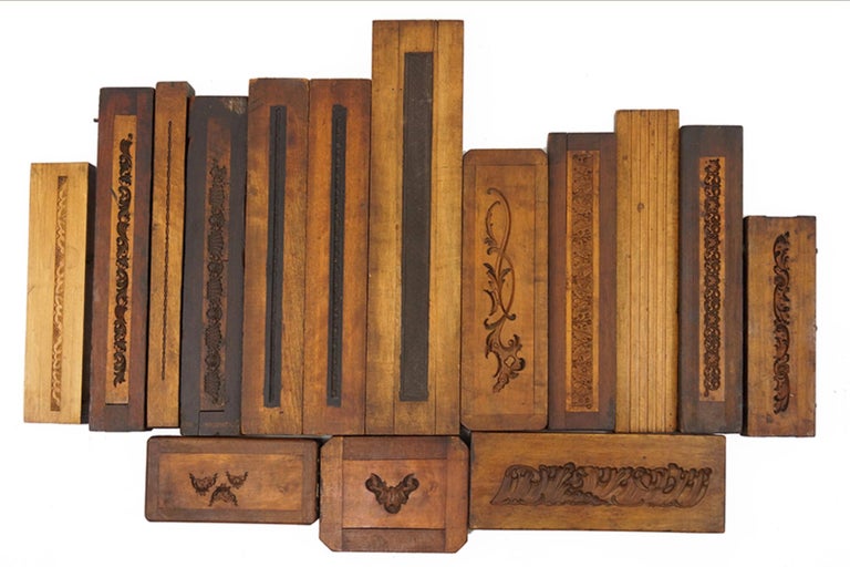 Collection of 5o 19th Century Carved Wood Molds for Castings, Sizes