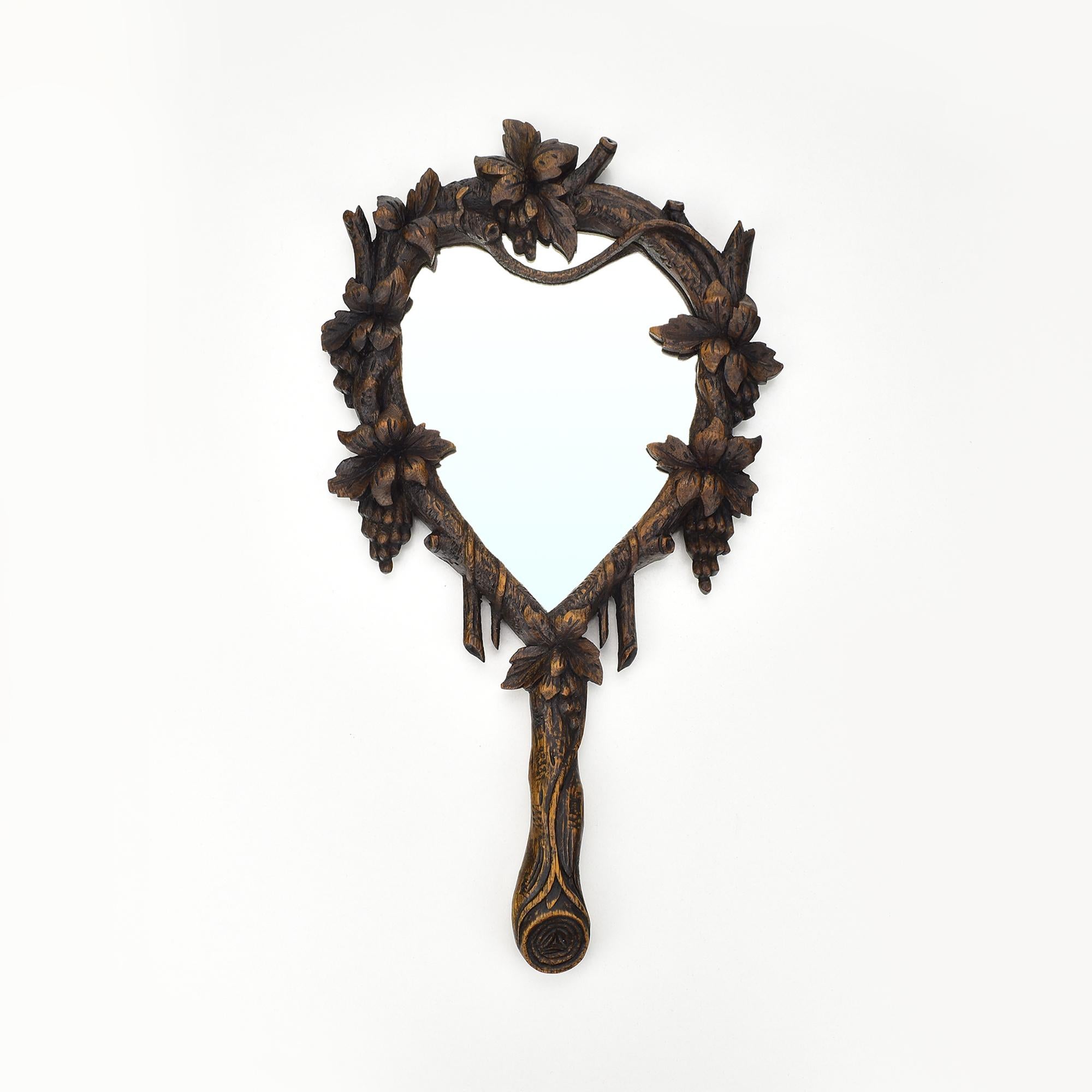Collection of 6 Antique Hand-Carved Wood Vanity Mirrors Brienz Black Forest For Sale 5