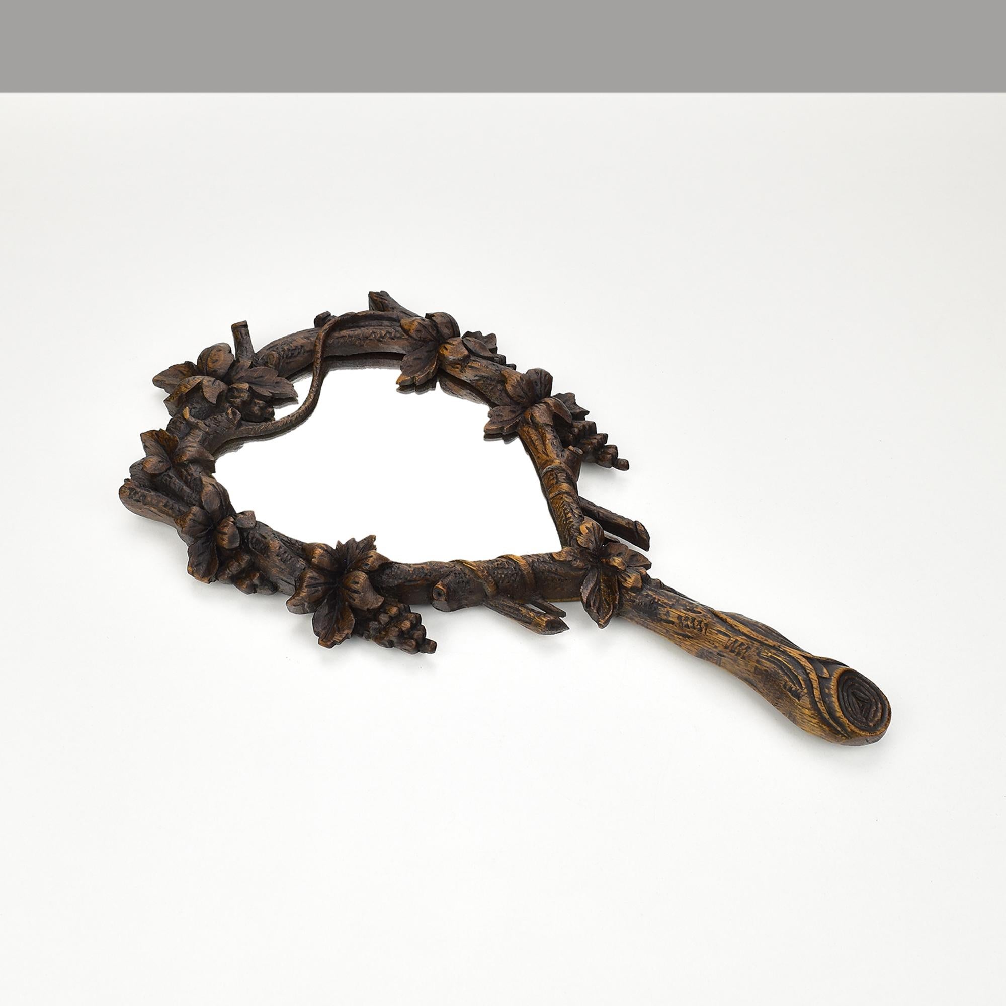 Collection of 6 Antique Hand-Carved Wood Vanity Mirrors Brienz Black Forest For Sale 10