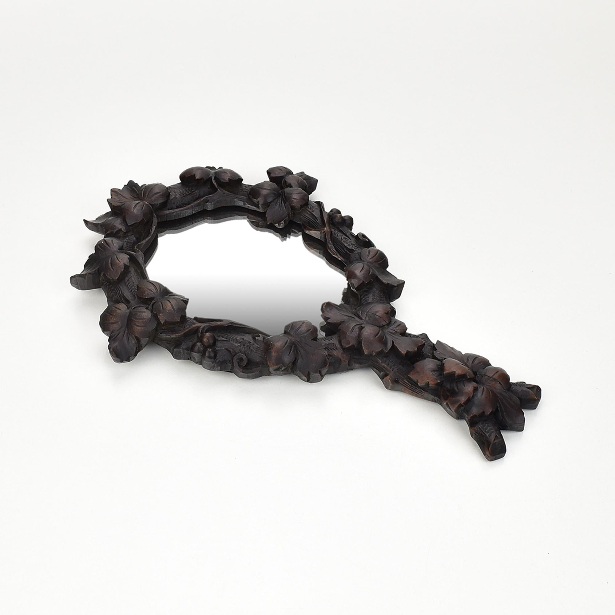 Collection of 6 Antique Hand-Carved Wood Vanity Mirrors Brienz Black Forest For Sale 11