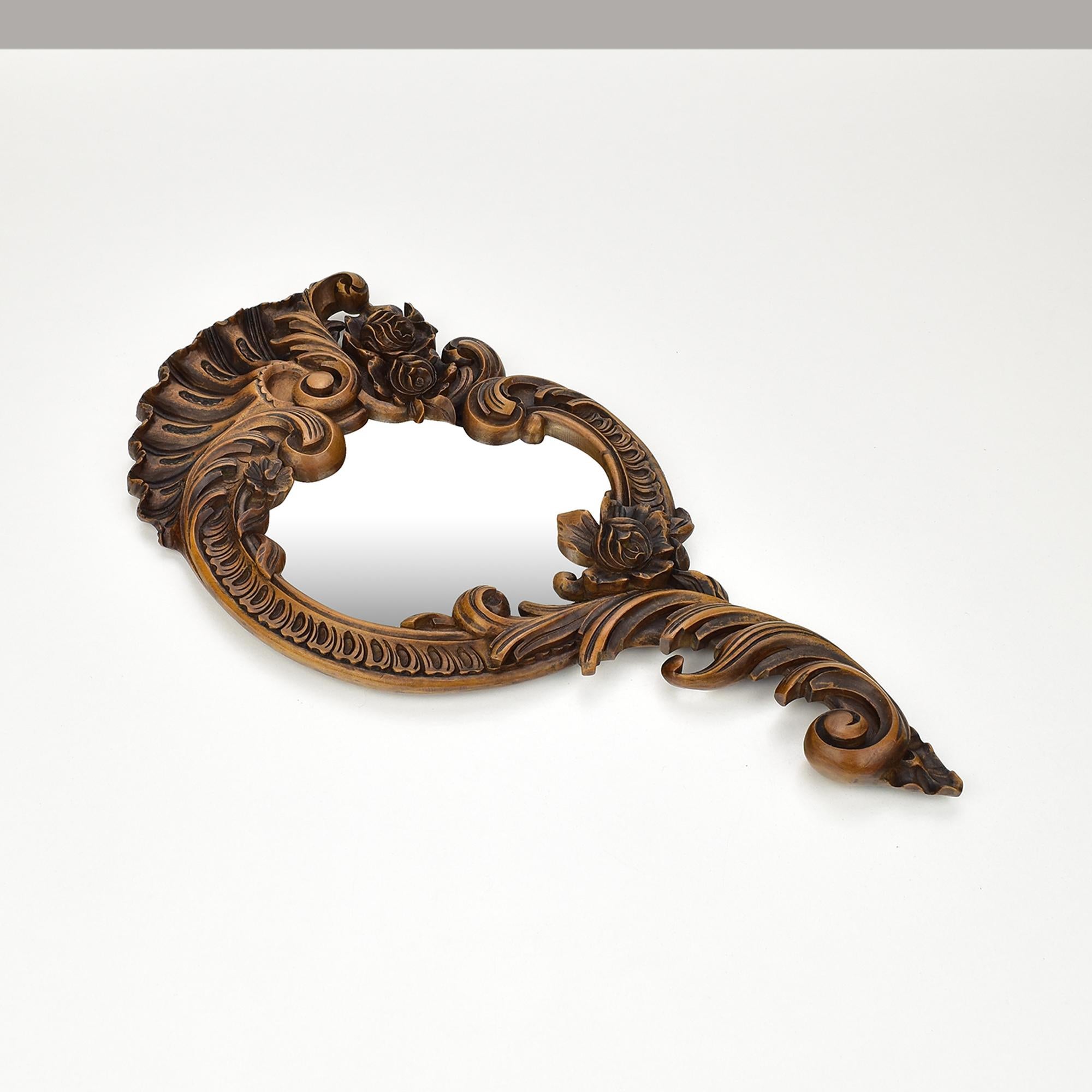Collection of 6 Antique Hand-Carved Wood Vanity Mirrors Brienz Black Forest For Sale 12