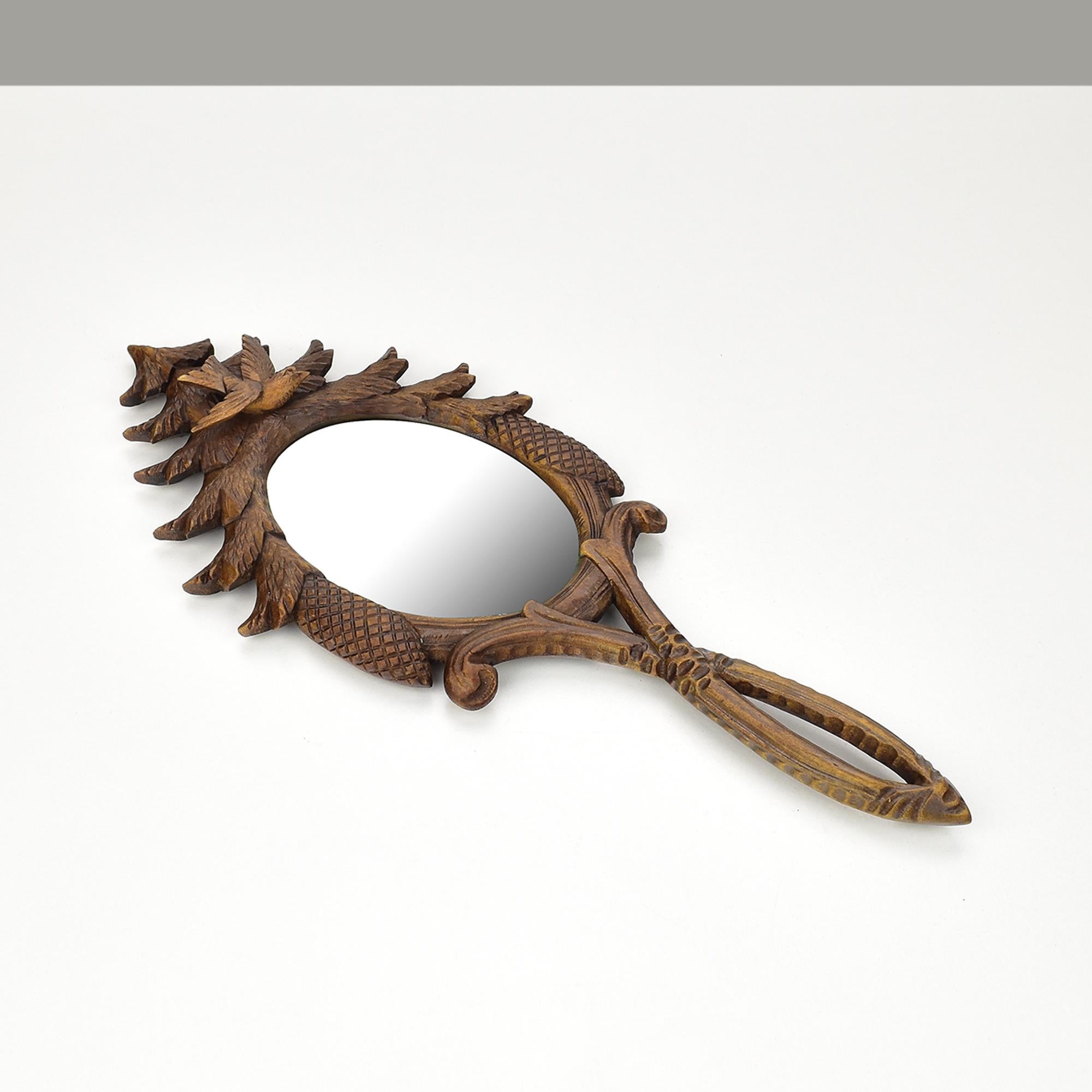 Collection of 6 Antique Hand-Carved Wood Vanity Mirrors Brienz Black Forest For Sale 14