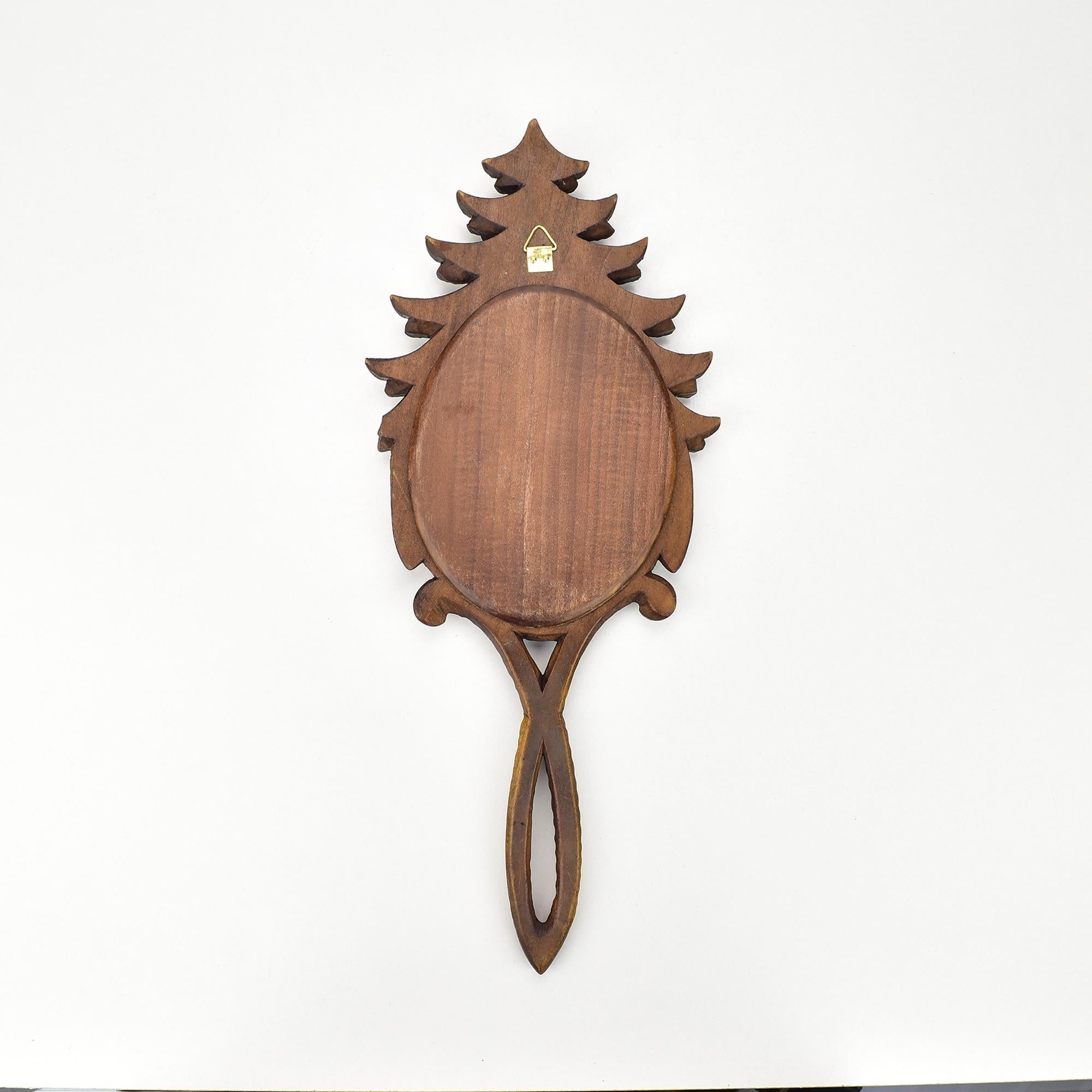 Swiss Collection of 6 Antique Hand-Carved Wood Vanity Mirrors Brienz Black Forest For Sale