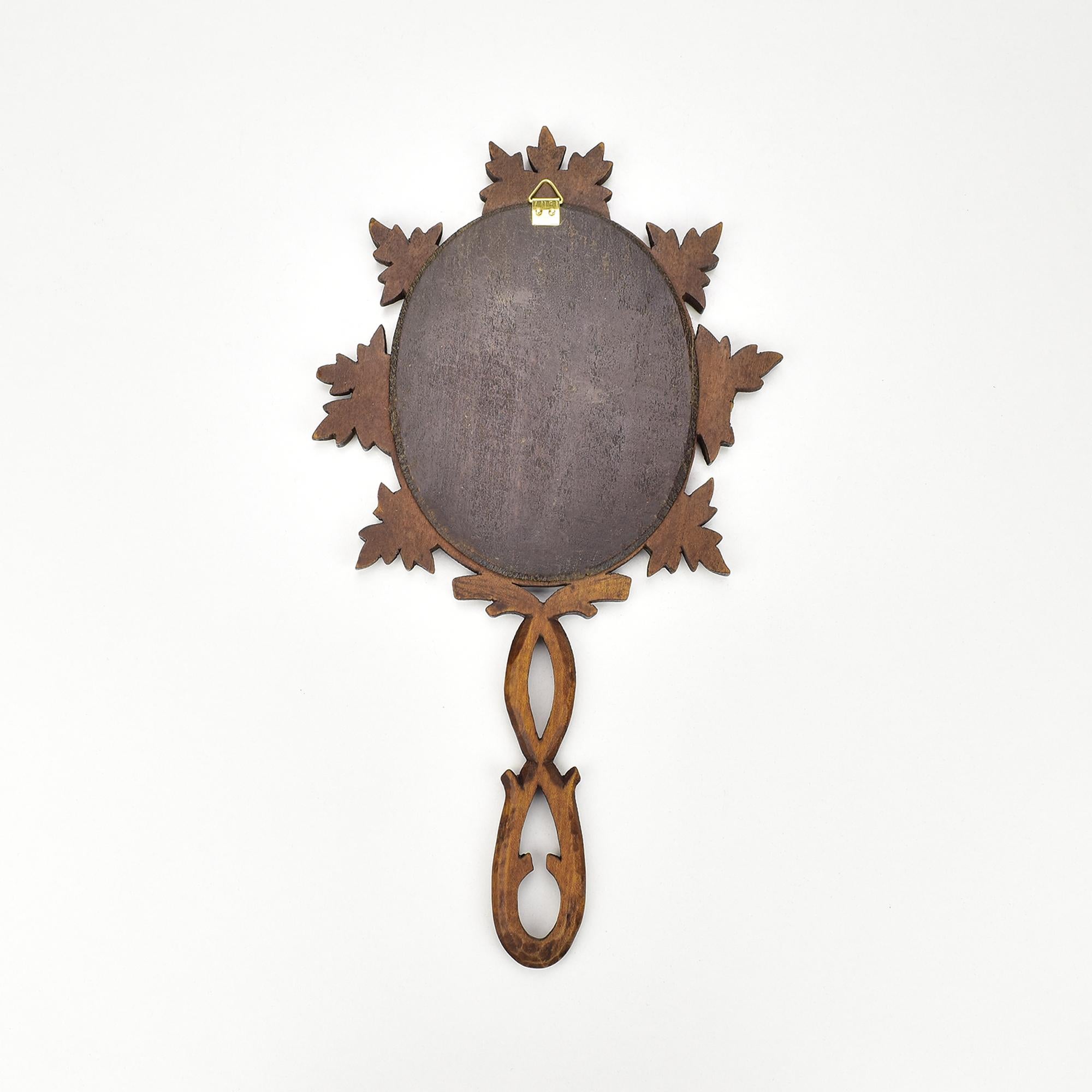 Late 19th Century Collection of 6 Antique Hand-Carved Wood Vanity Mirrors Brienz Black Forest For Sale
