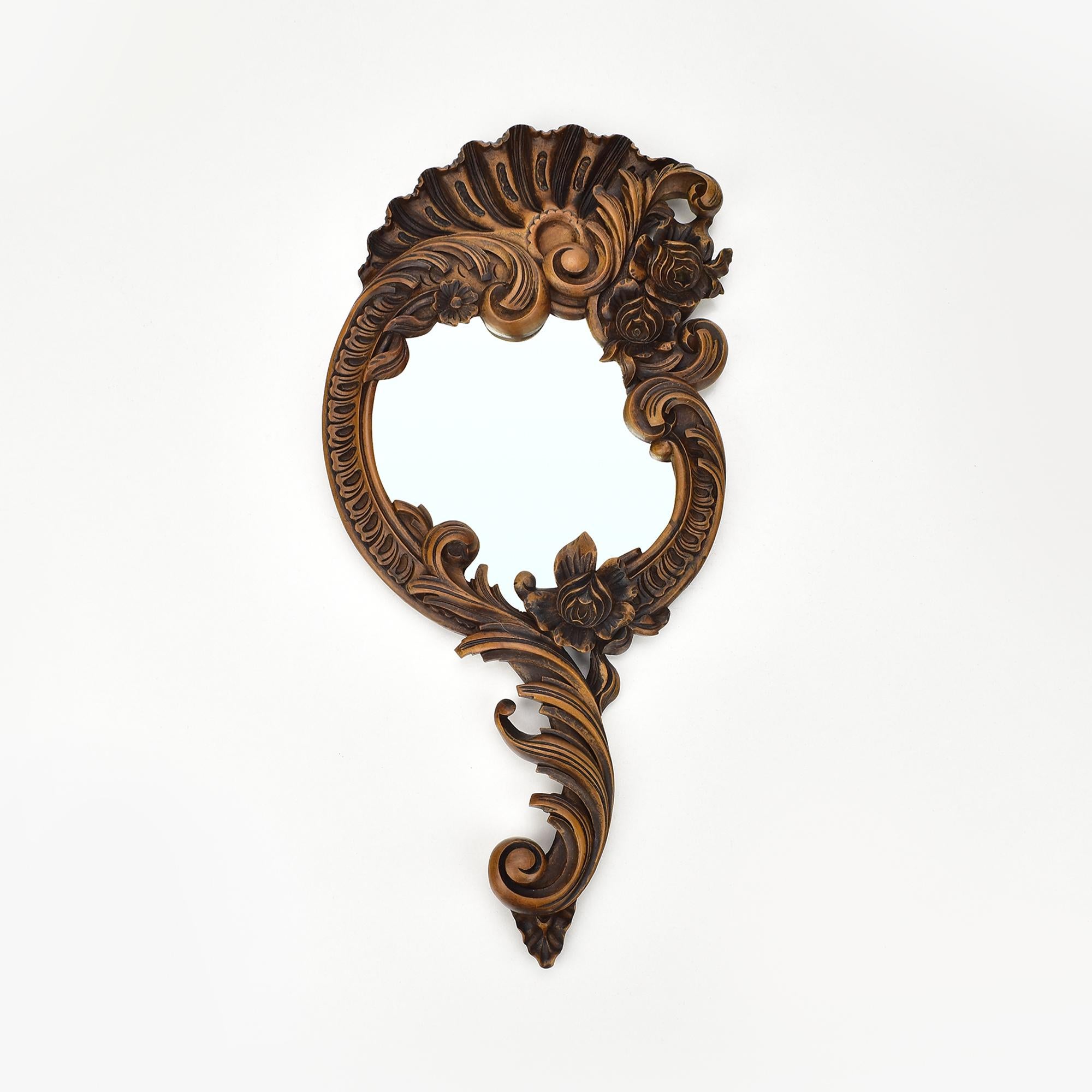 Collection of 6 Antique Hand-Carved Wood Vanity Mirrors Brienz Black Forest For Sale 1