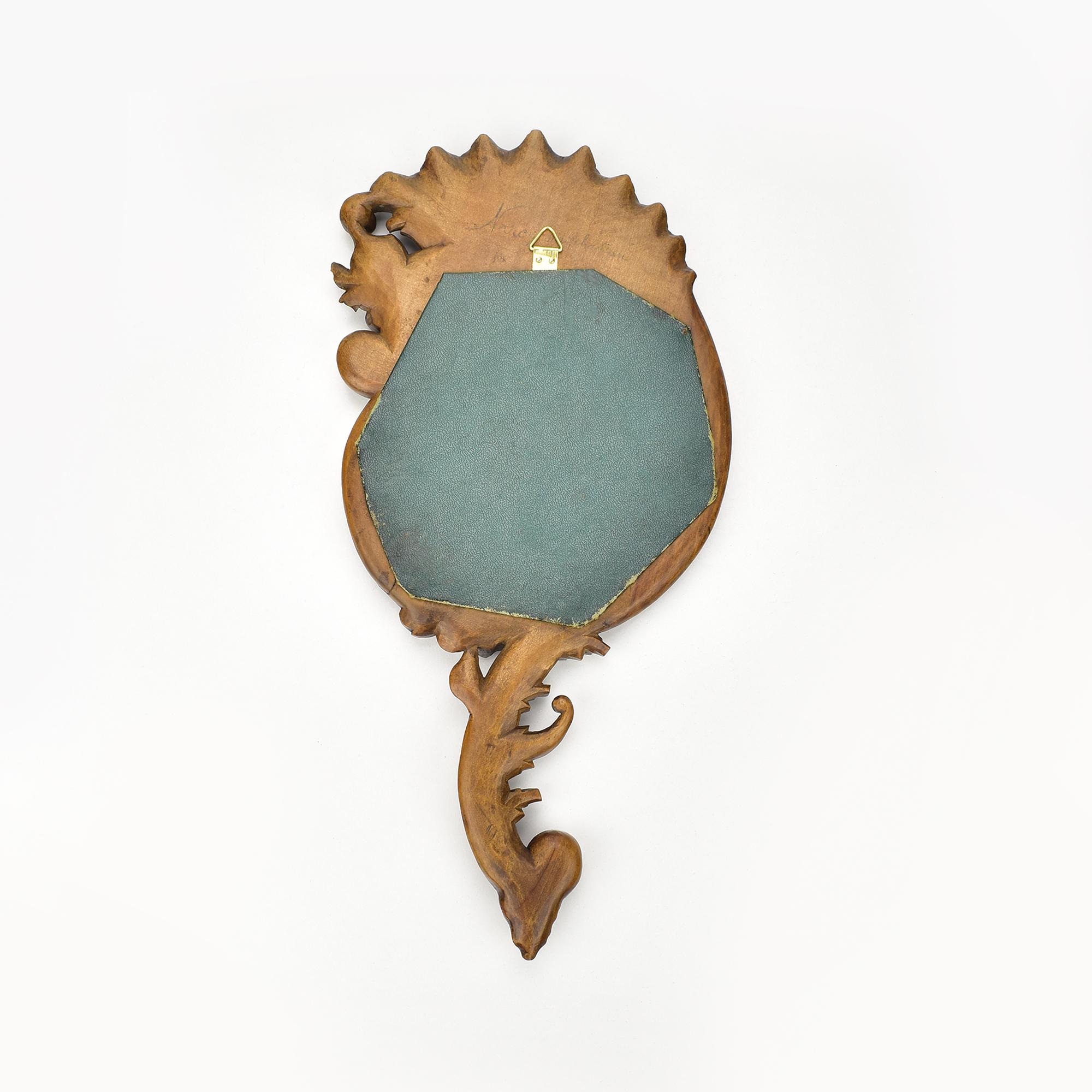 Collection of 6 Antique Hand-Carved Wood Vanity Mirrors Brienz Black Forest For Sale 2
