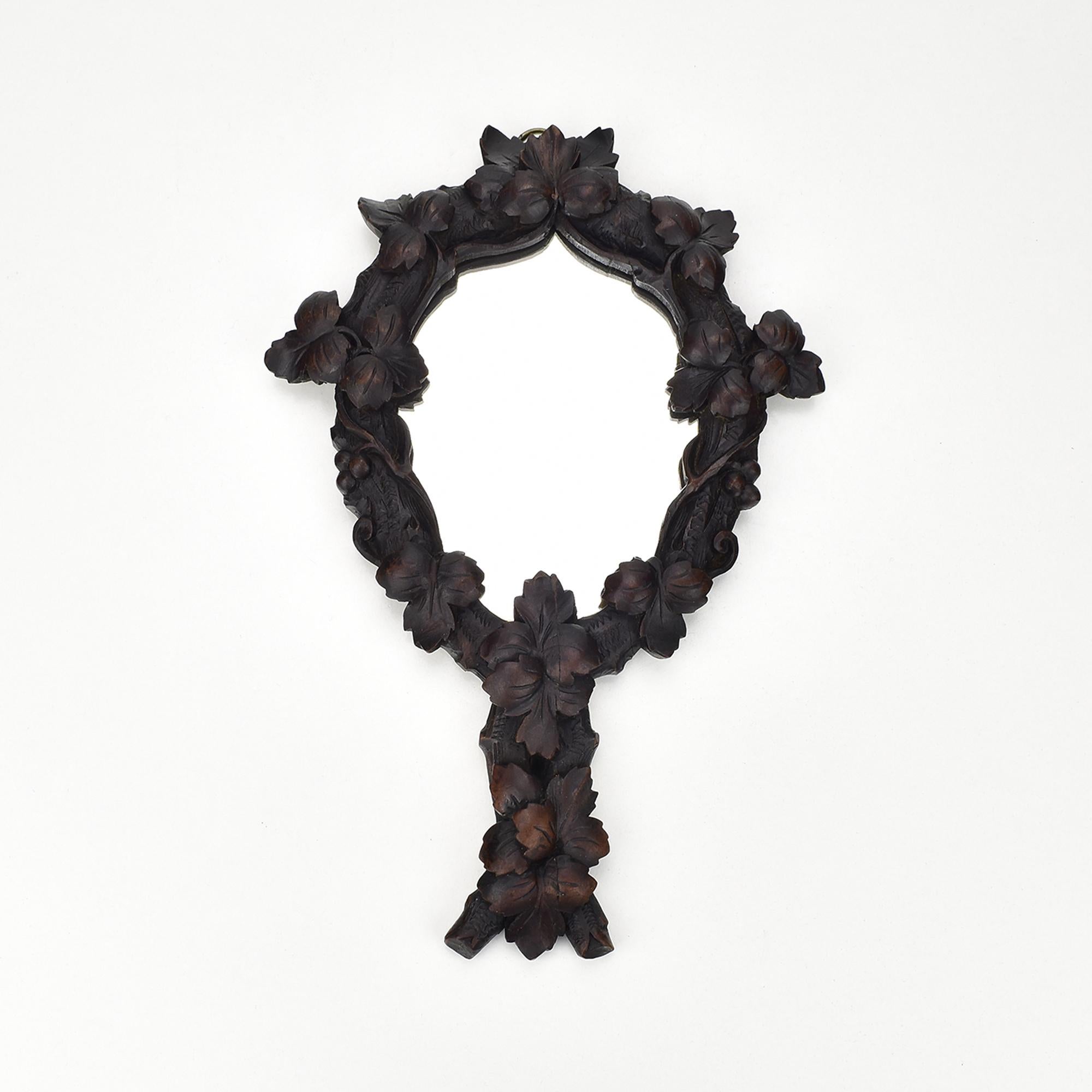 Collection of 6 Antique Hand-Carved Wood Vanity Mirrors Brienz Black Forest For Sale 3