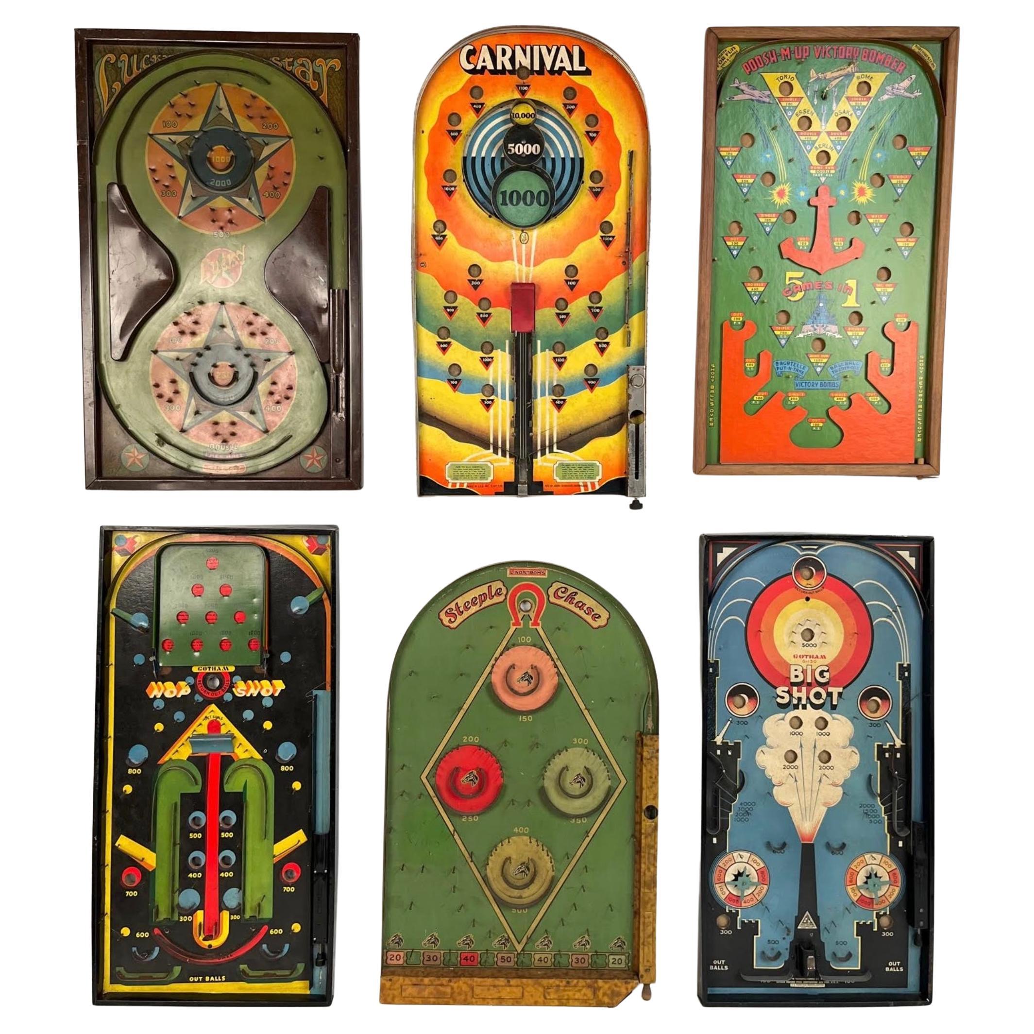 Collection of 6 Antique Pinball Games For Sale