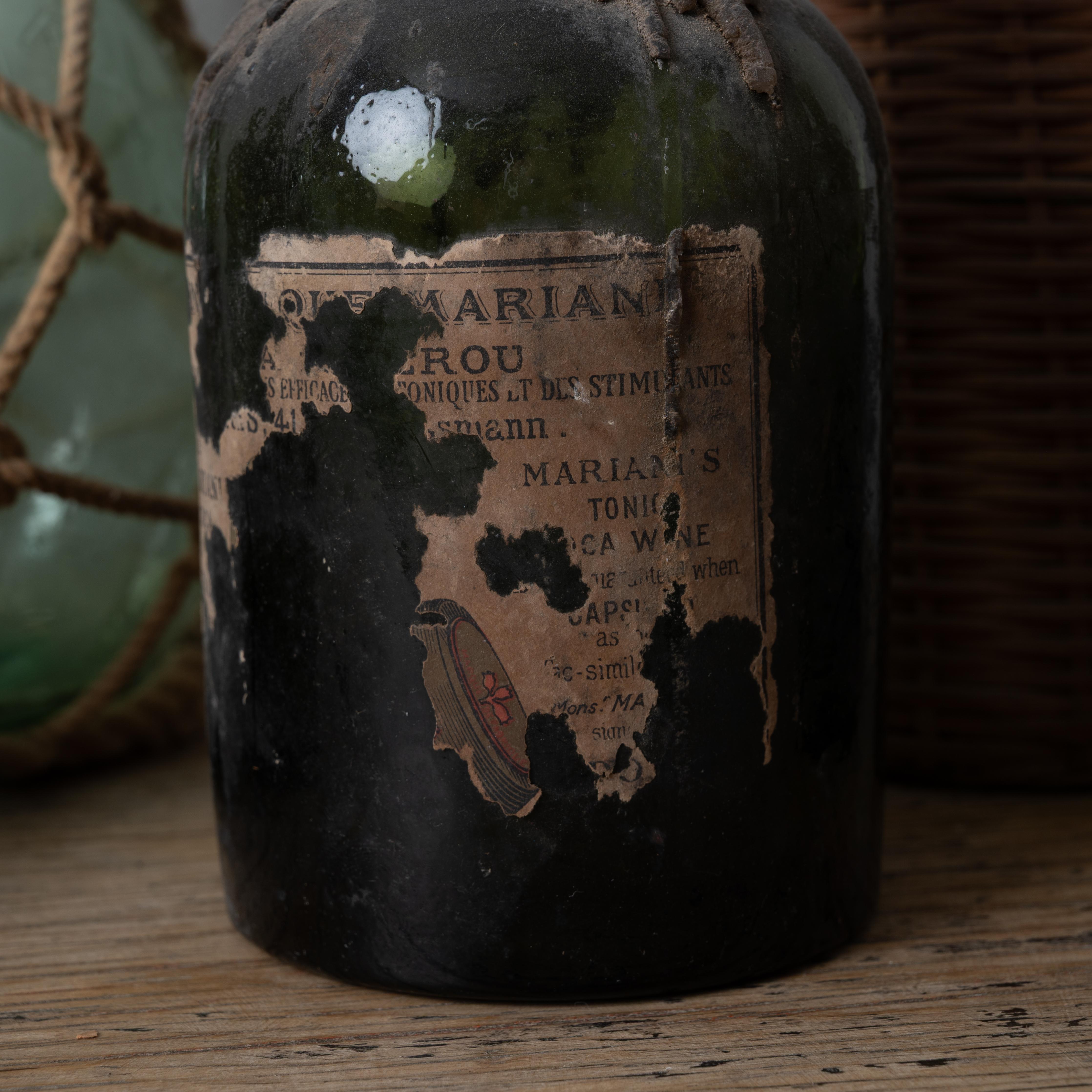 Collection of 6 Antique Wine Bottles - Coca Mariani, Woven Wicker - Savannah, Ga For Sale 2