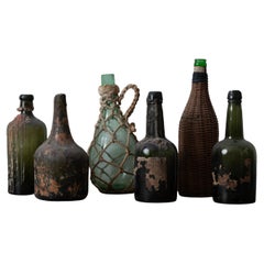 Collection of 6 Antique Wine Bottles - Coca Mariani, Woven Wicker - Savannah, Ga