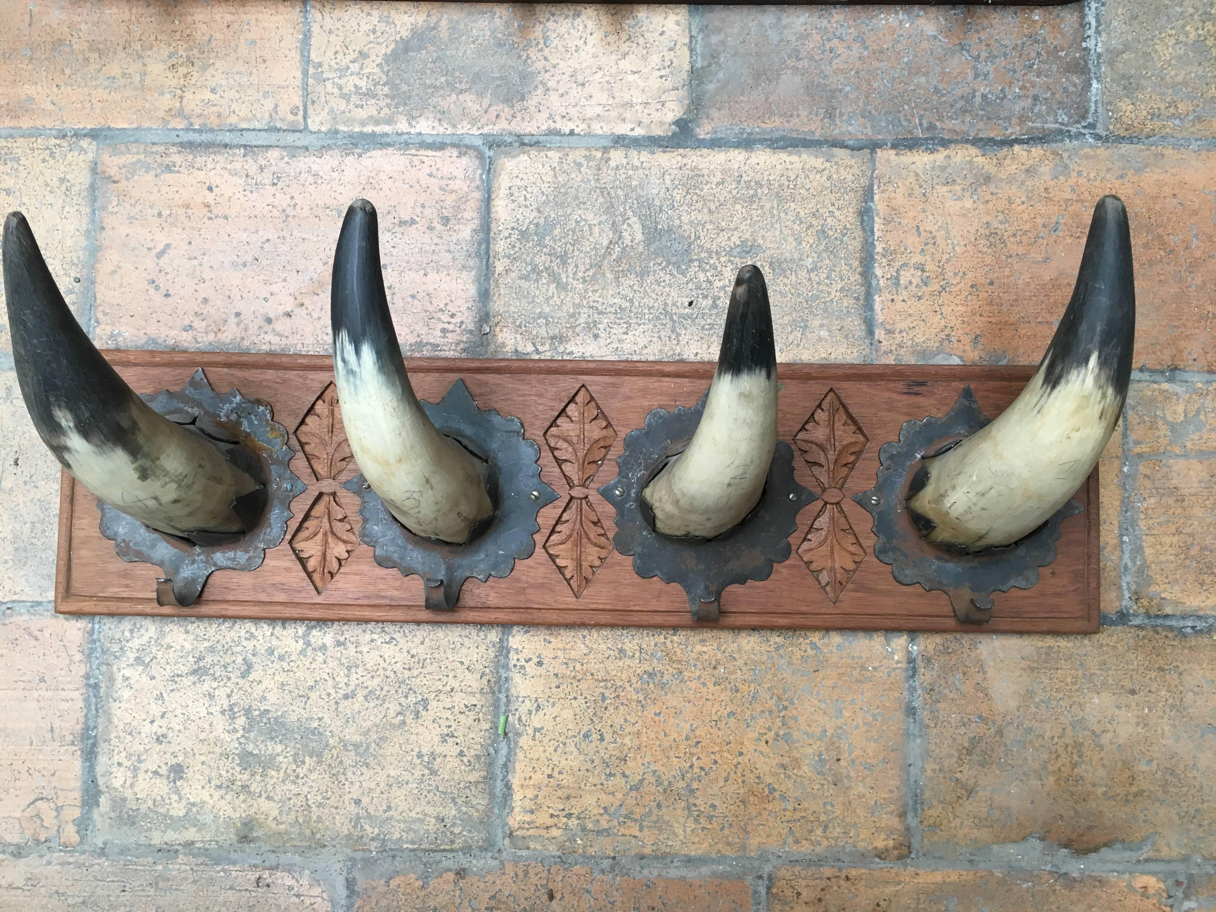 Belgian Collection of Six Artisanal Horn Coat Racks, Ideal for Decoration of Cabin