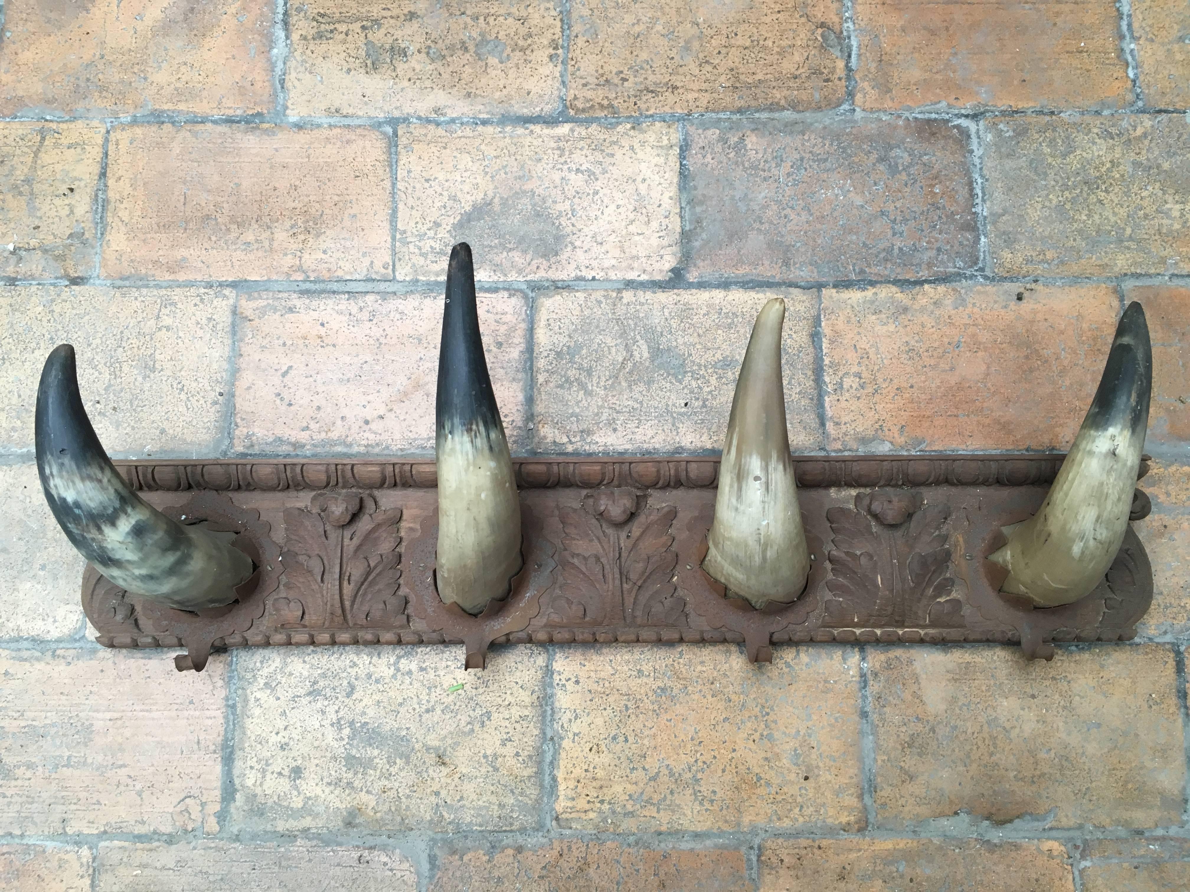 20th Century Collection of Six Artisanal Horn Coat Racks, Ideal for Decoration of Cabin