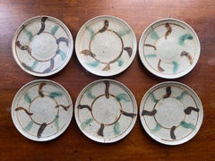 Collection of 6, c1965 stoneware plates by Japanese American potter Teruo Hara