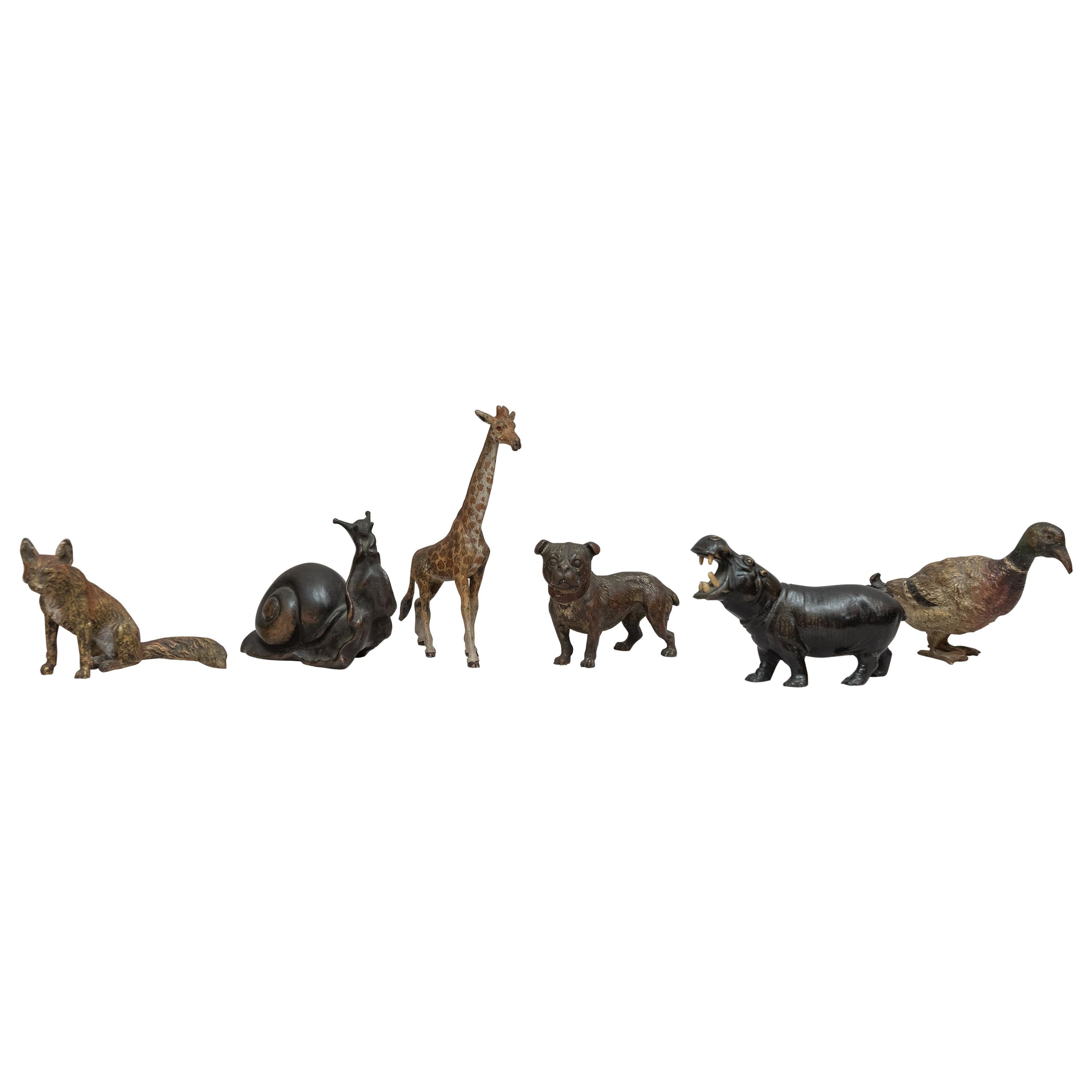 Collection of 6 Cold Painted Vienna Bronze Animals, circa 1920