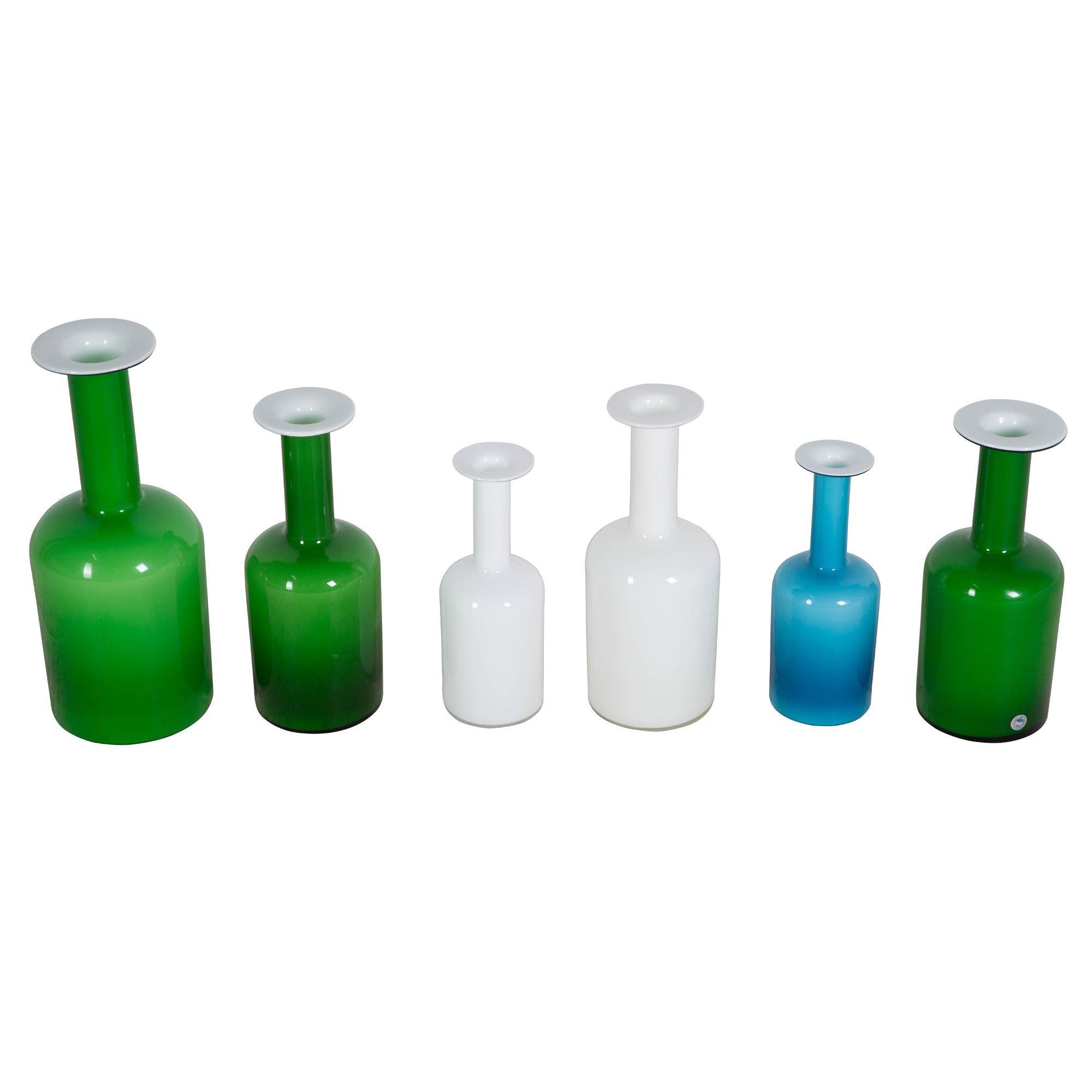 Glass Collection of 6 Holmgaard Carnaby Gulvase Vases For Sale