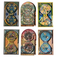 Collectional of 6 Rare Figure Eight Antique Graphic and Colorful Pinball Games