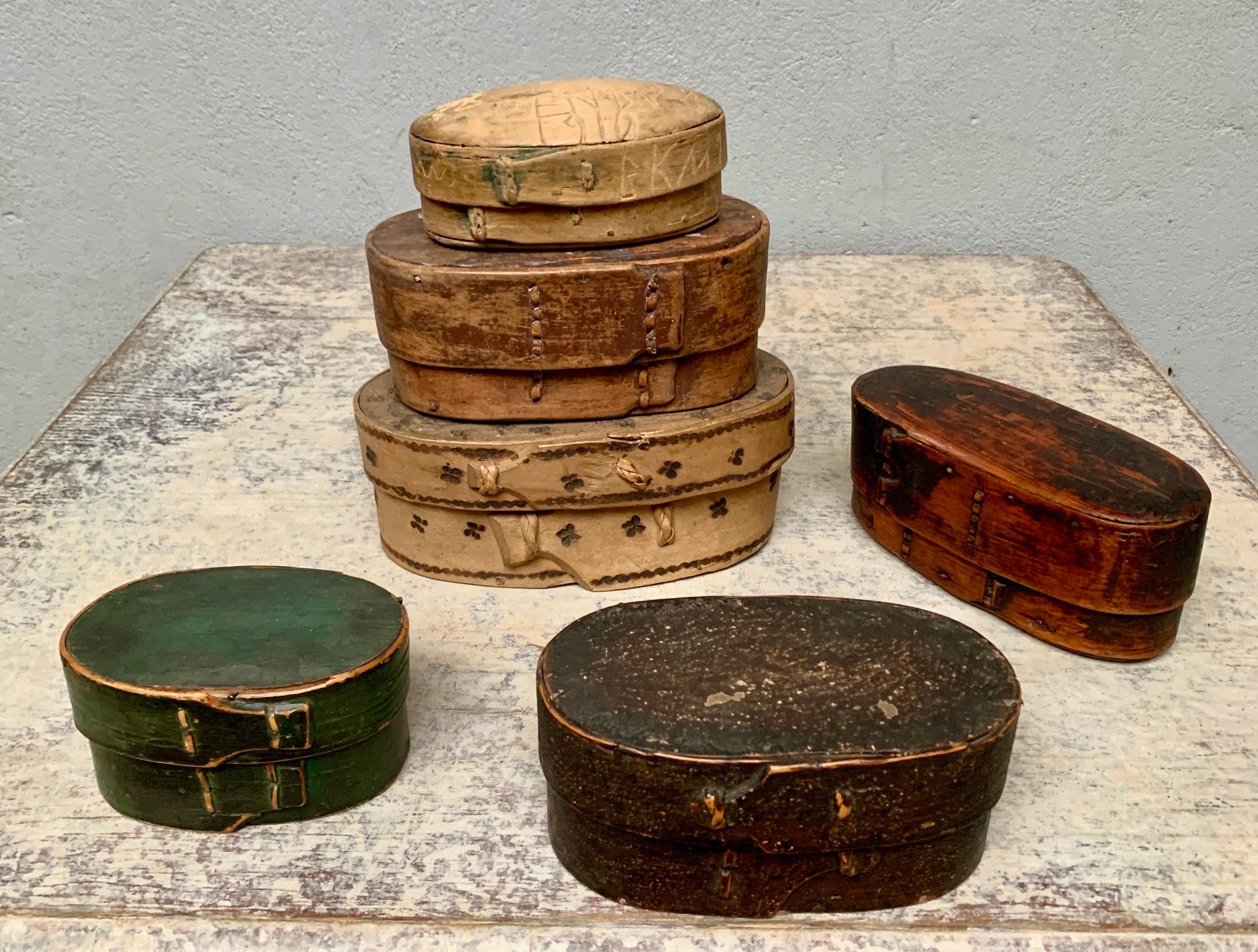 Collection of 6 Swedish 19th Century Painted Boxes 11