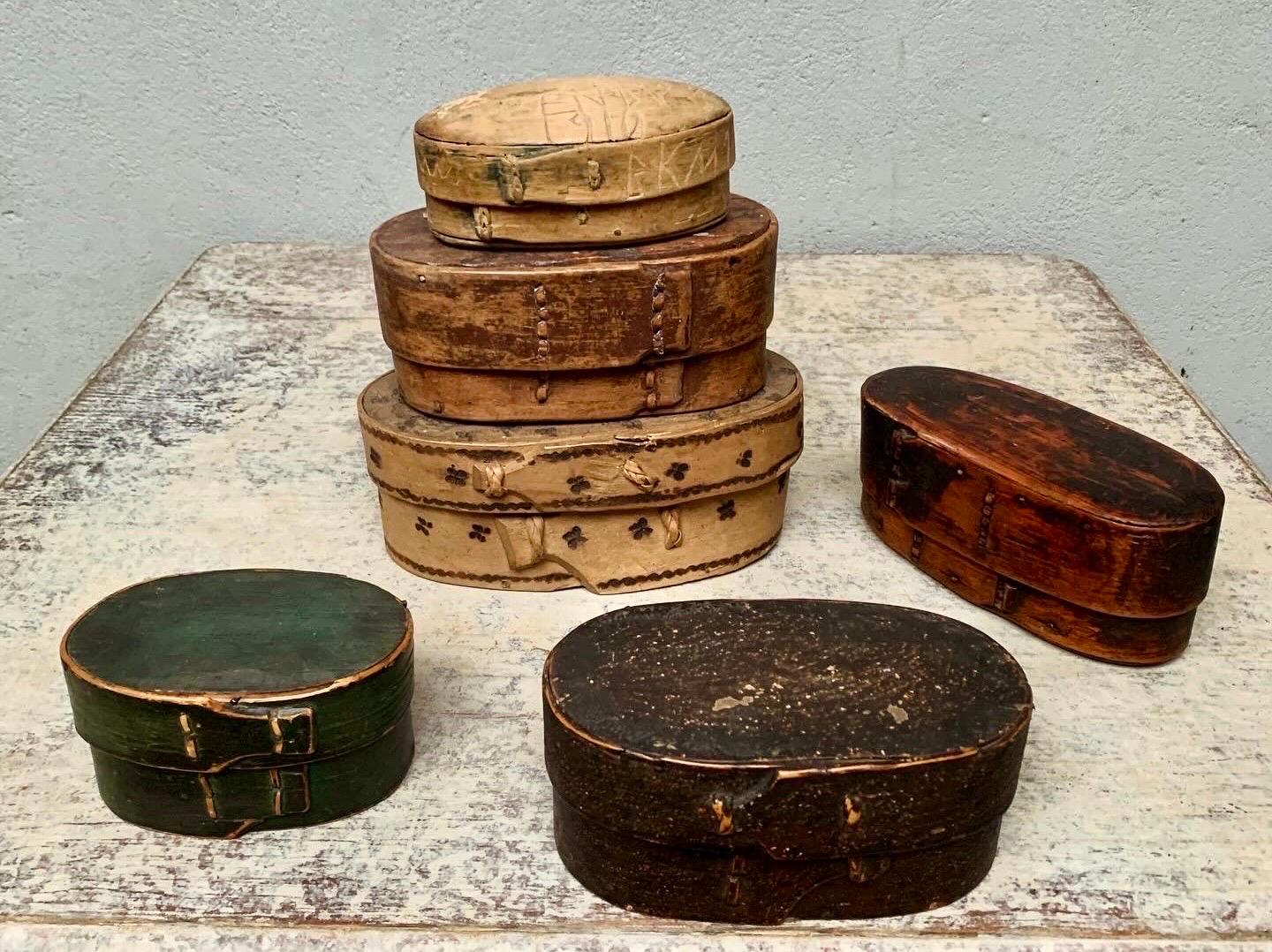 Collection of 6 Swedish 19th Century Painted Boxes 12