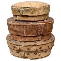 Collection of 6 Swedish 19th Century Painted Boxes