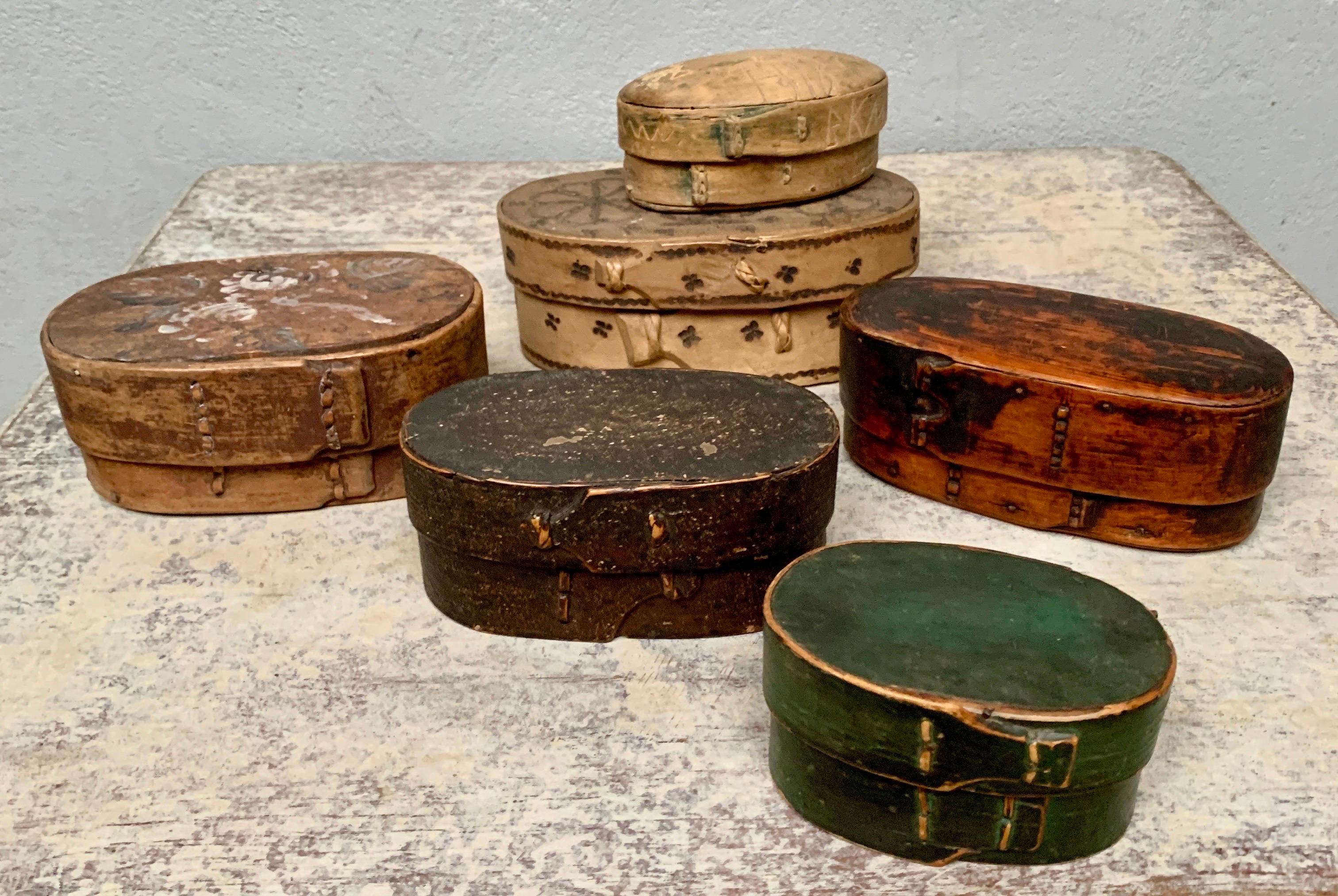 Collection of 6 Swedish 19th Century Painted Boxes 2