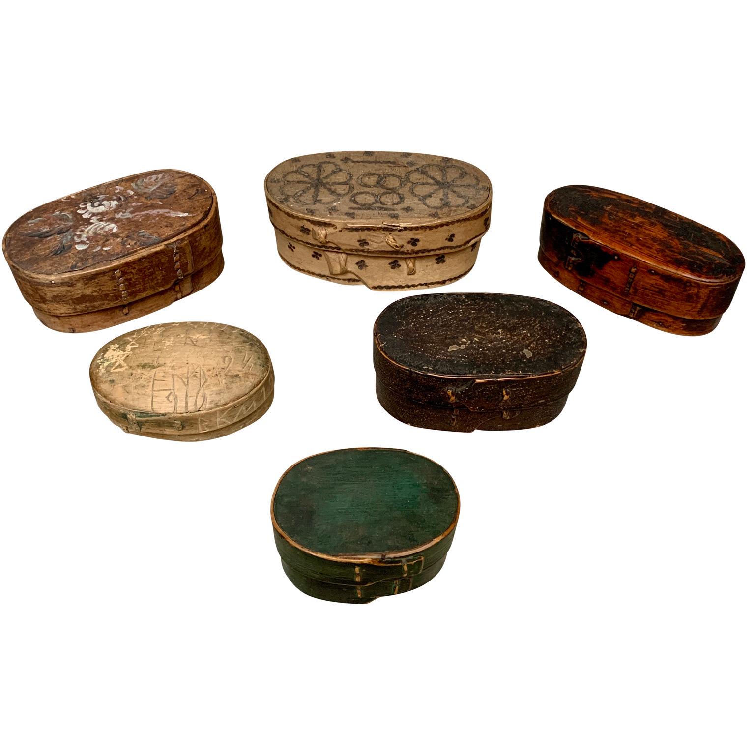 Collection of 6 Swedish 19th Century Painted Boxes 3
