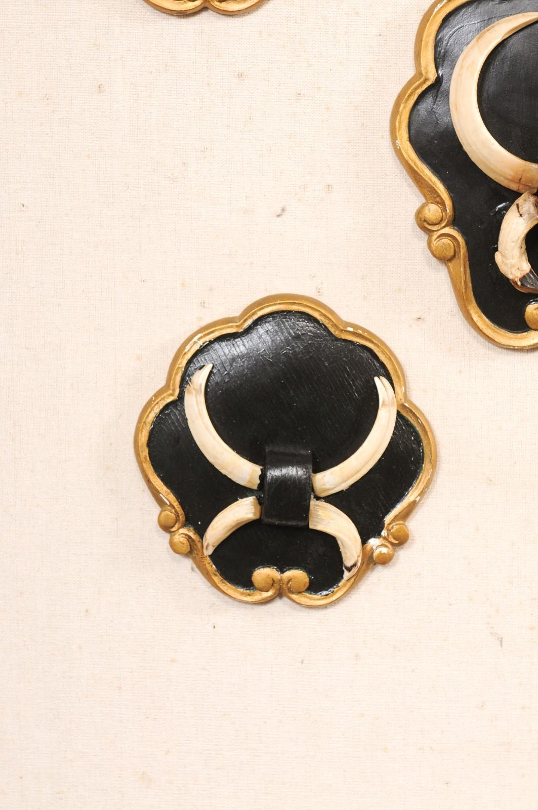 Collection of 6 Wall Plaques w/Boar Tusks In Good Condition For Sale In Atlanta, GA