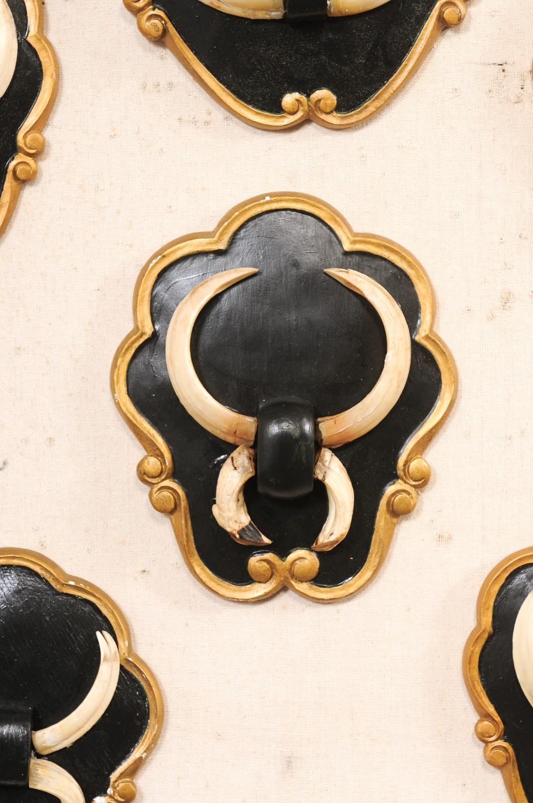 20th Century Collection of 6 Wall Plaques w/Boar Tusks For Sale