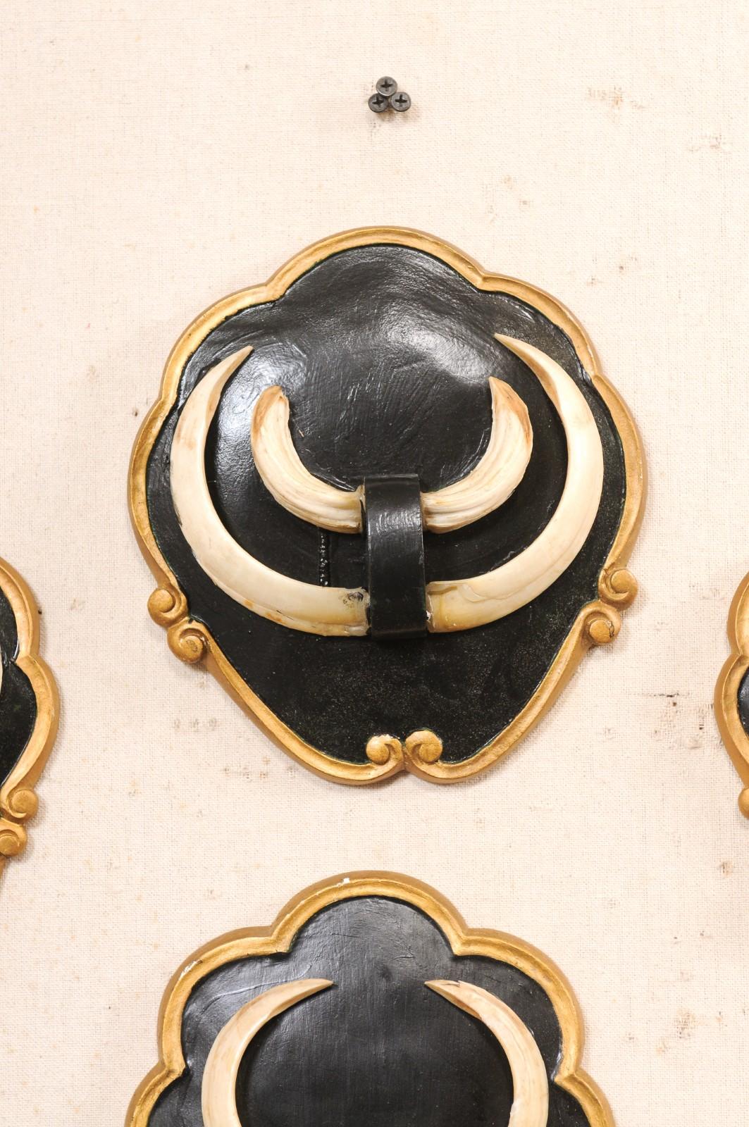 Collection of 6 Wall Plaques w/Boar Tusks For Sale 2