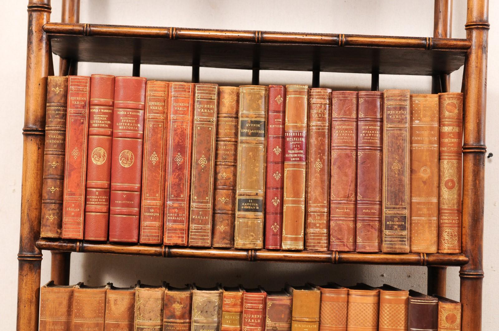 Collection of 65 Antique Swedish Leather-Bound Books from the 1920s 1