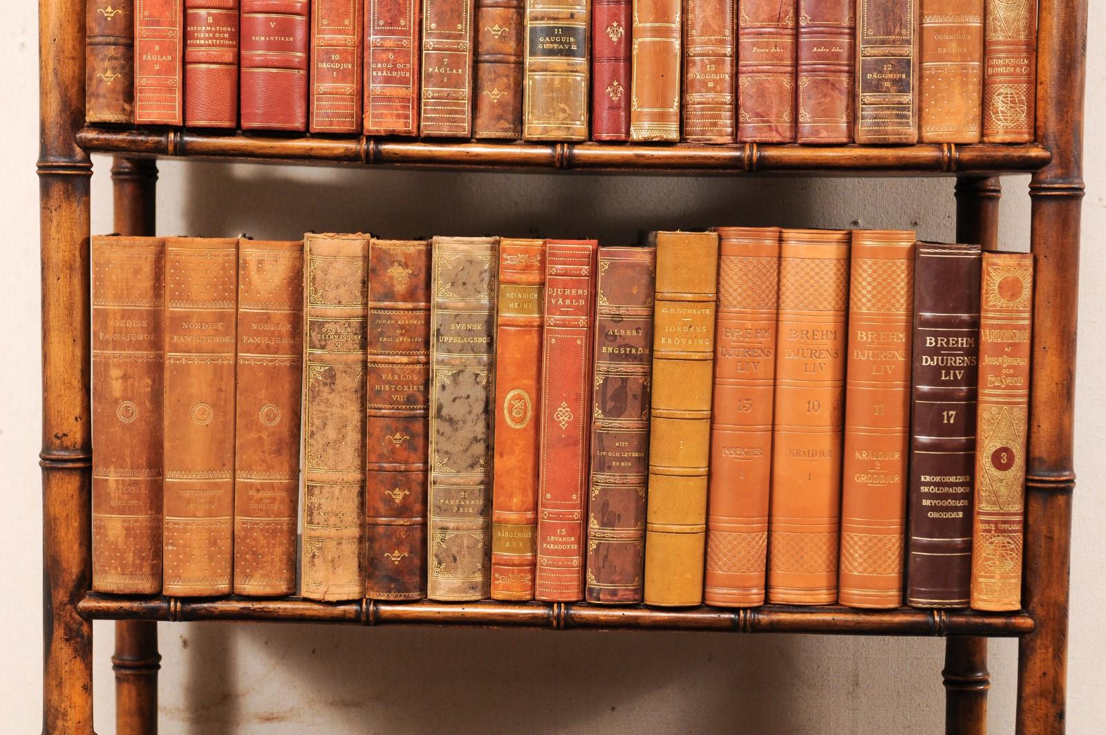 Collection of 65 Antique Swedish Leather-Bound Books from the 1920s 2