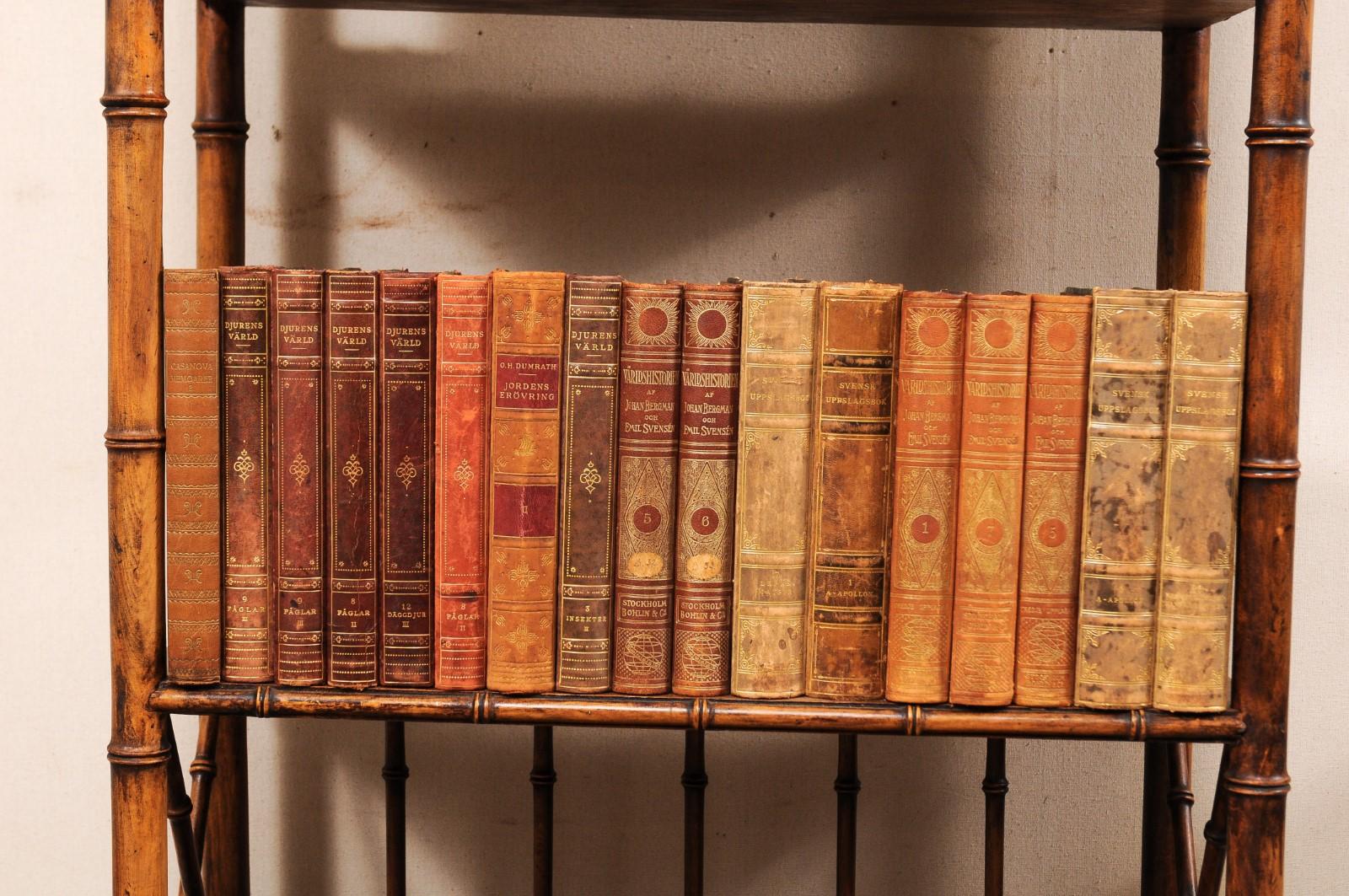 Collection of 65 Antique Swedish Leather-Bound Books from the 1920s 3