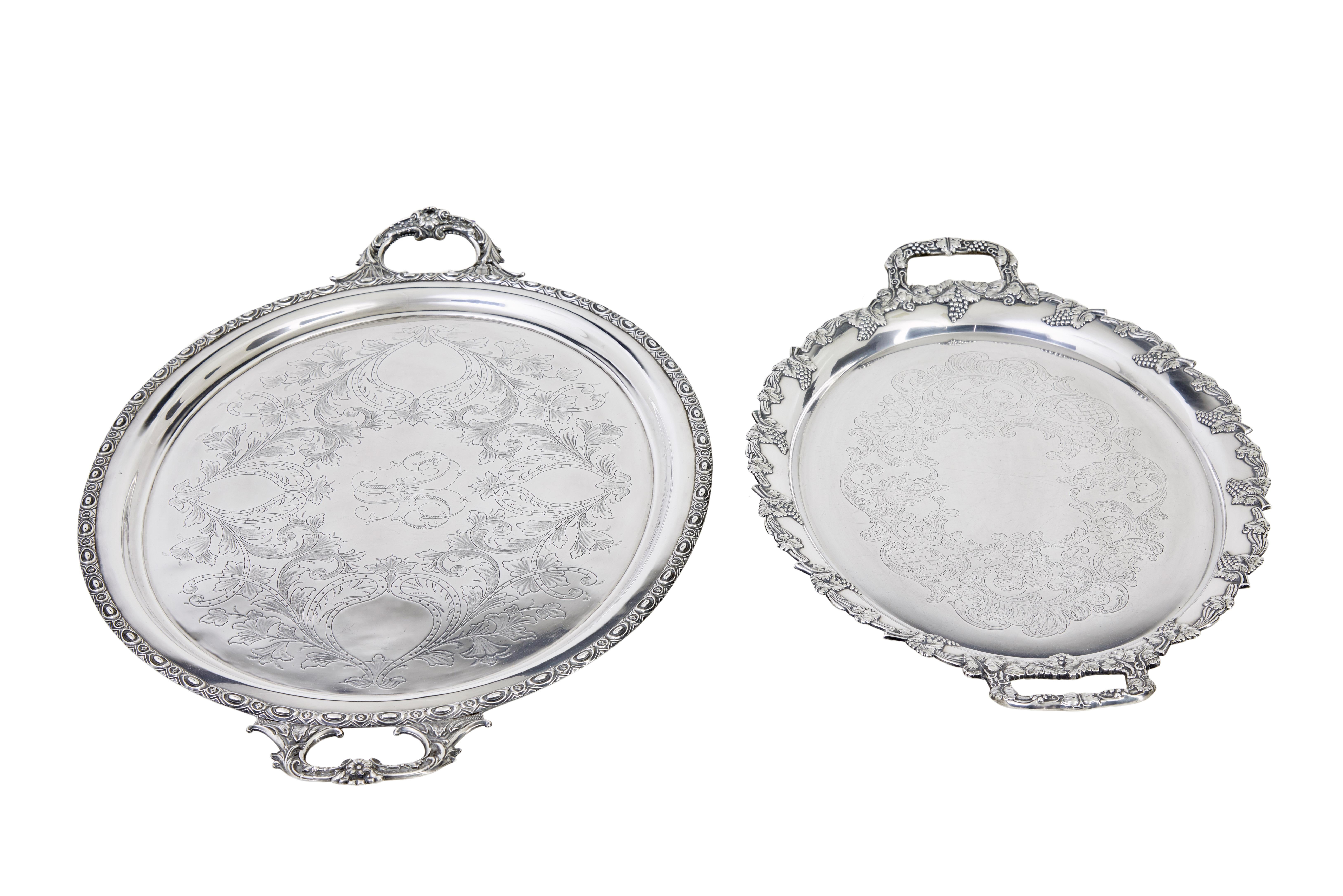 Collection of 7 20th Century silver plate trays In Good Condition For Sale In Debenham, Suffolk
