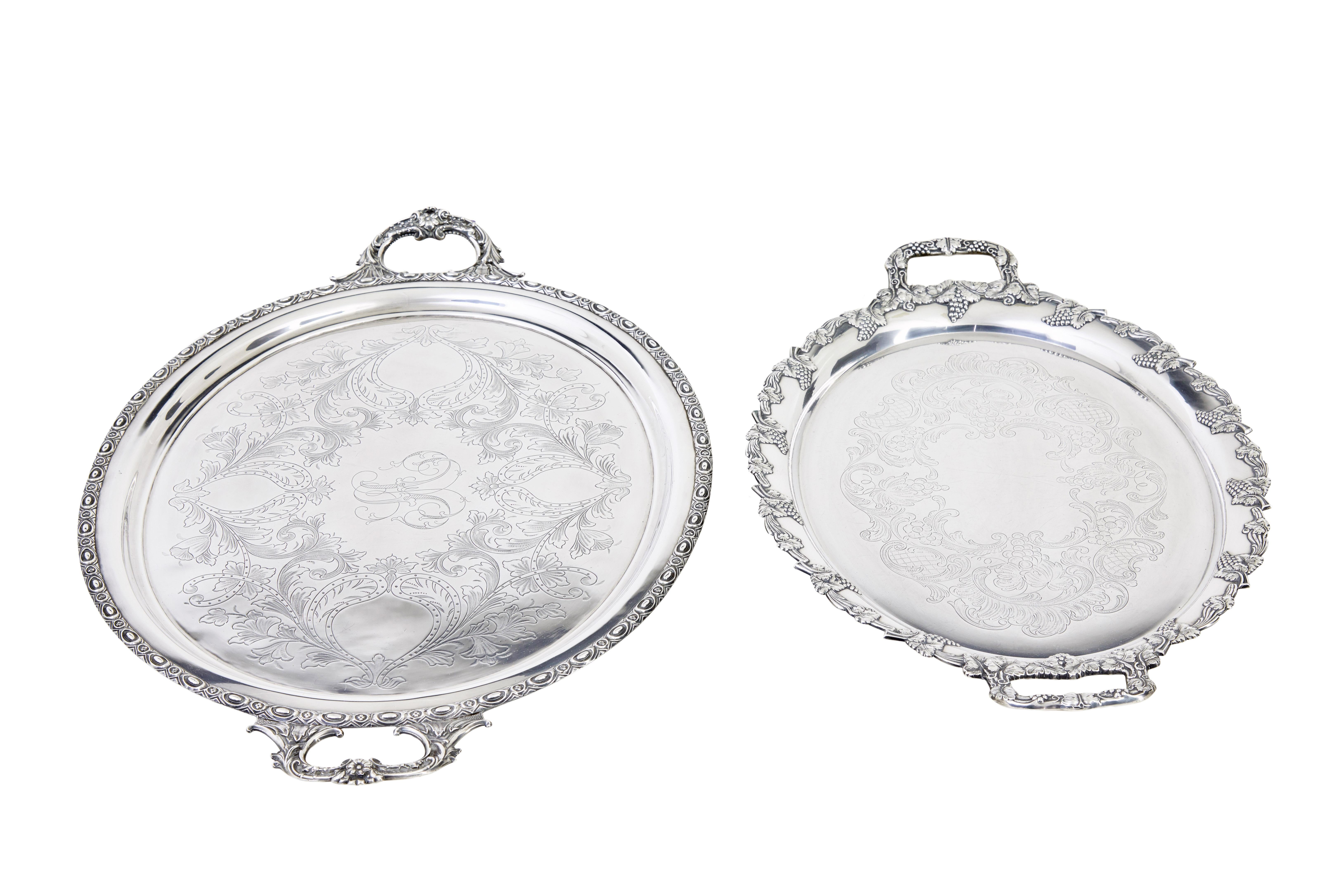 Colección de 7 bandejas de plata del siglo XX en Bueno estado para la venta en Debenham, Suffolk