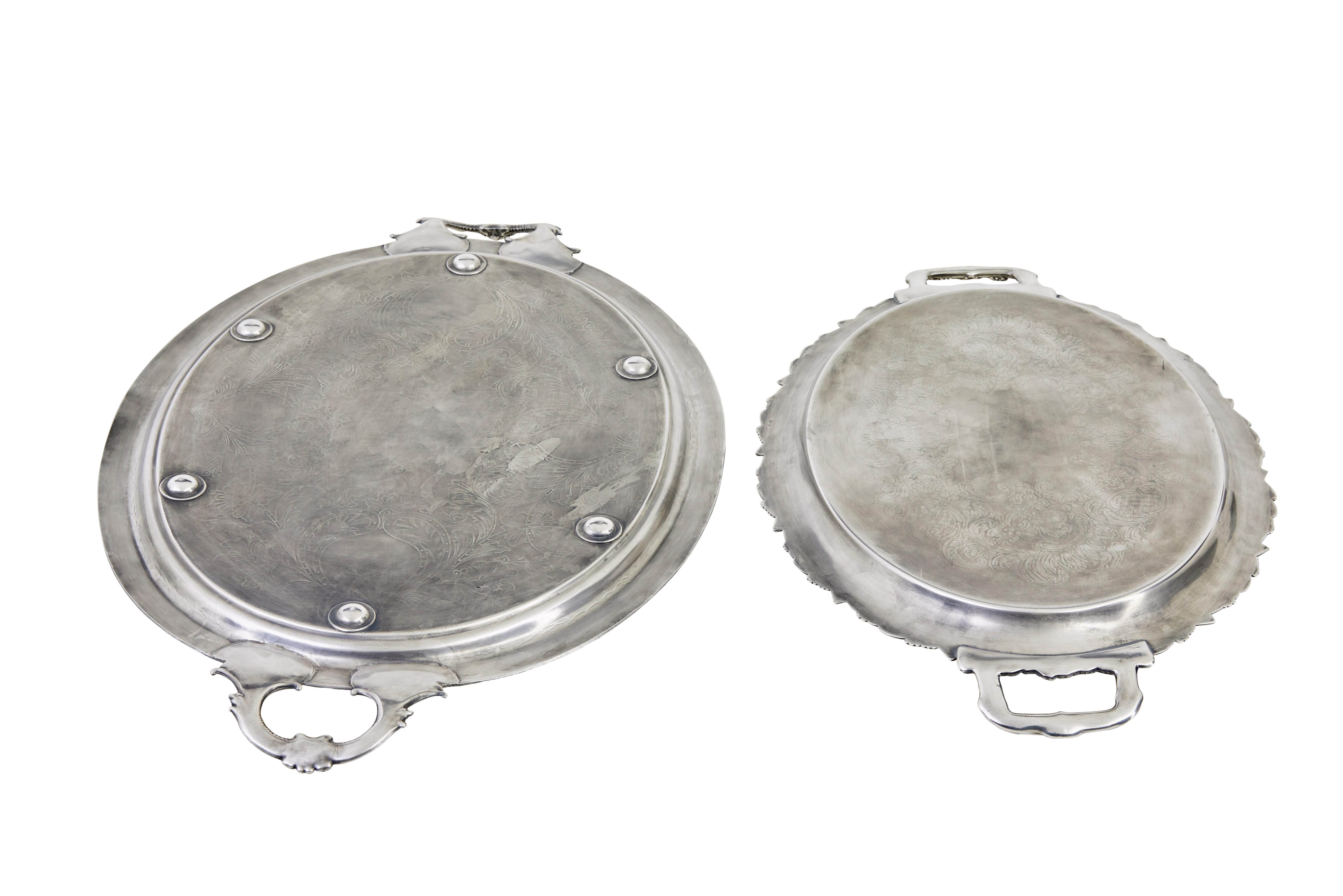 Silver Plate Collection of 7 20th Century silver plate trays For Sale
