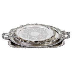 Vintage Collection of 7 20th Century silver plate trays