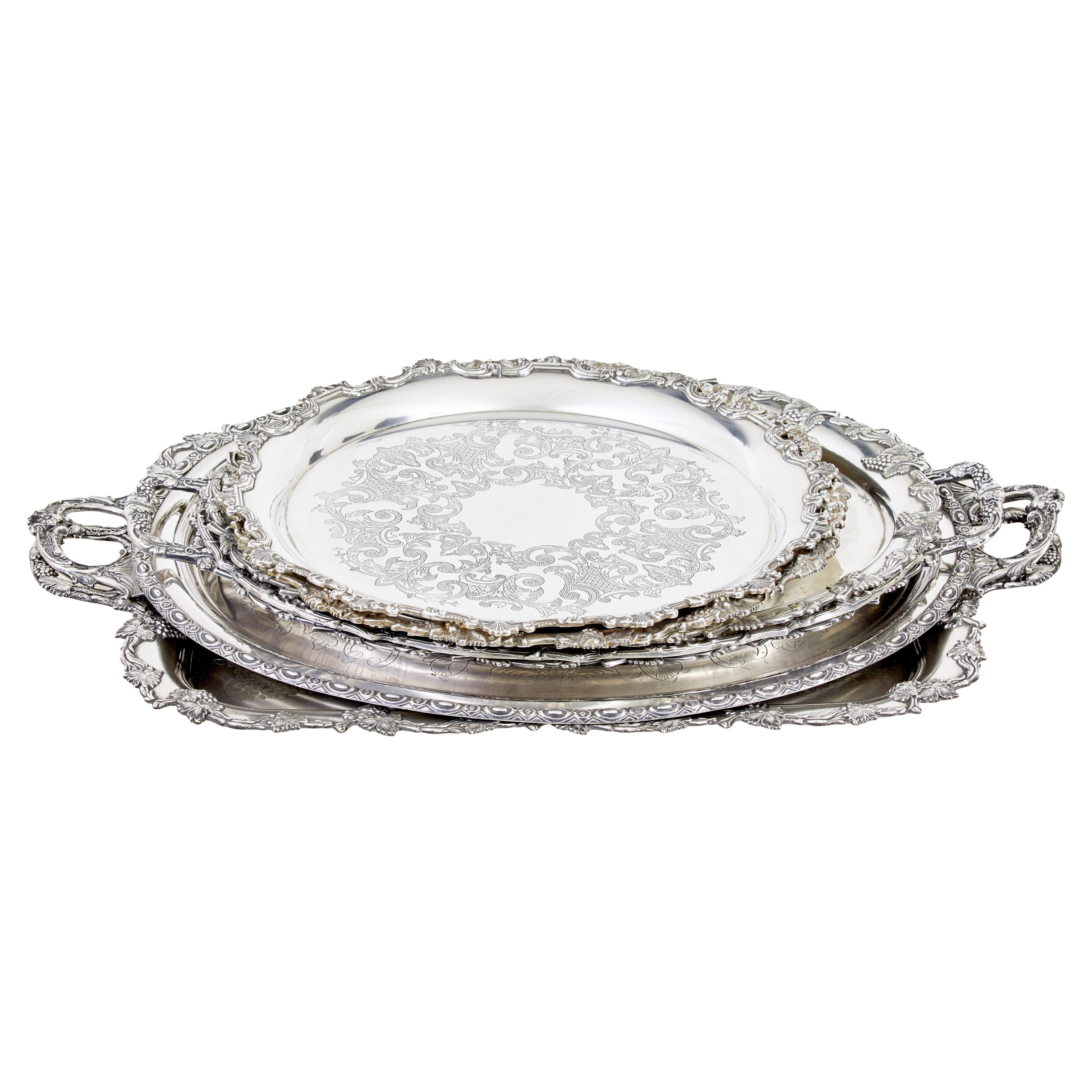 Colección de 7 bandejas de plata del siglo XX