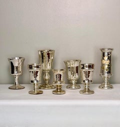 Collection of 7 Antique Mercury Glass Vases