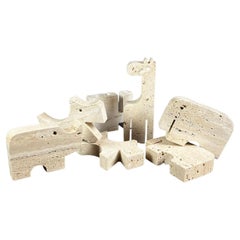 Collection of 7 Fratelli Mannelli Travertine Marble Sculptures