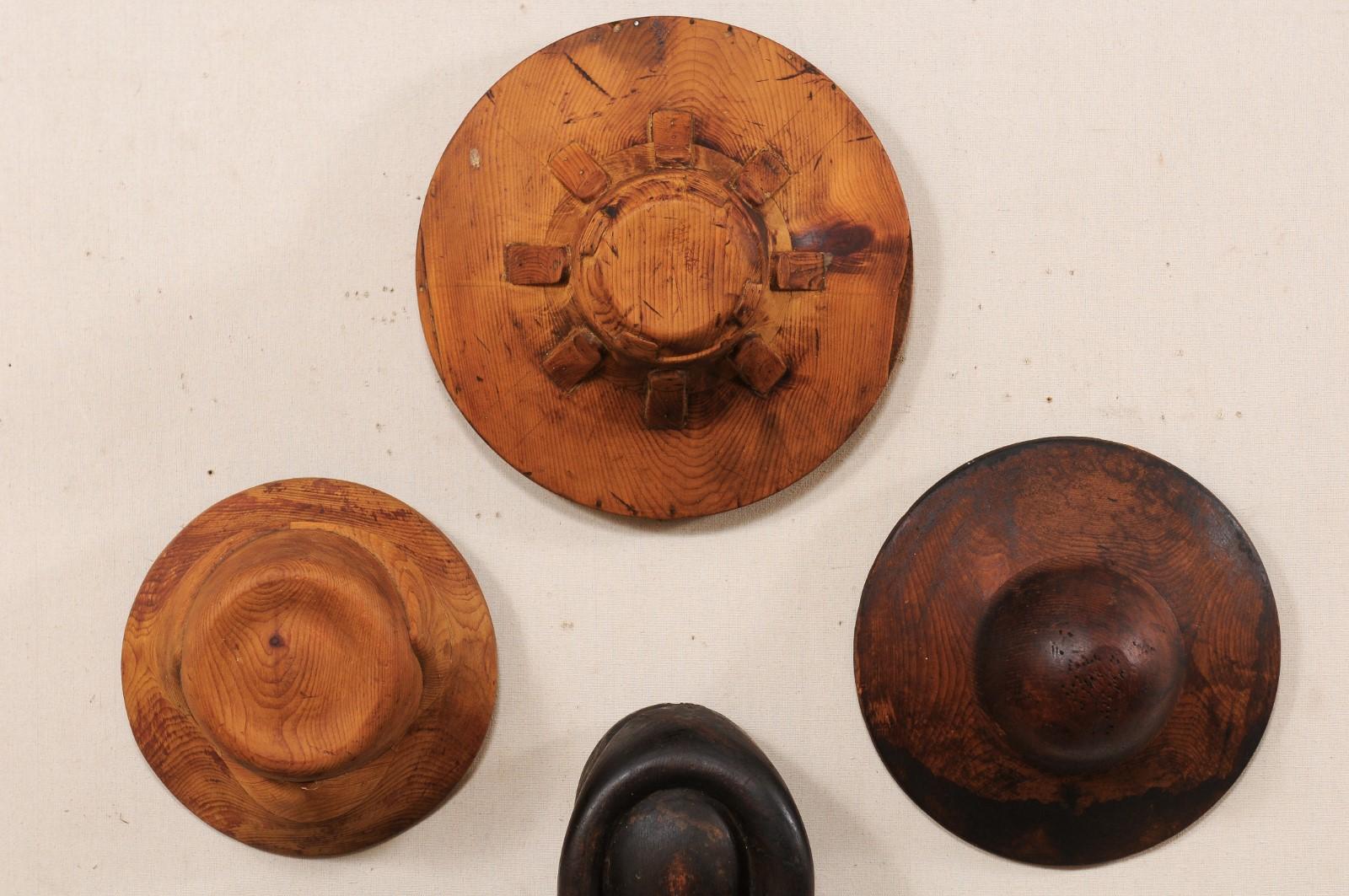 Carved Collection of 7 Italian Wooden Hat Maker Forms from the Late 19th Century