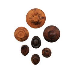 Collection de 7 formes de fabricants de chapeaux italiens en bois de la fin du 19e siècle