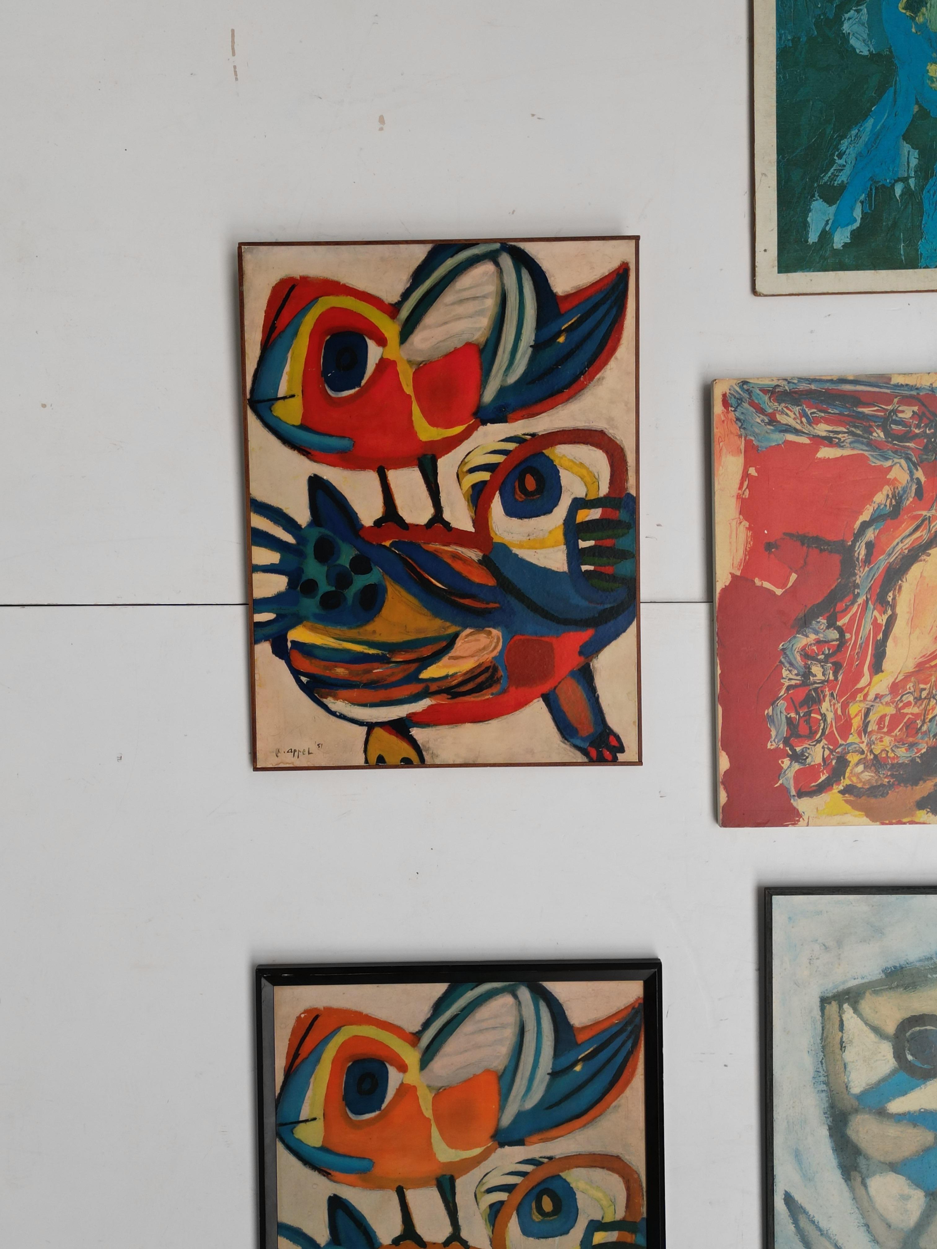 Collection of 7 Karel Appel 1970's Period Reproduction Posters on Chipwood For Sale 3