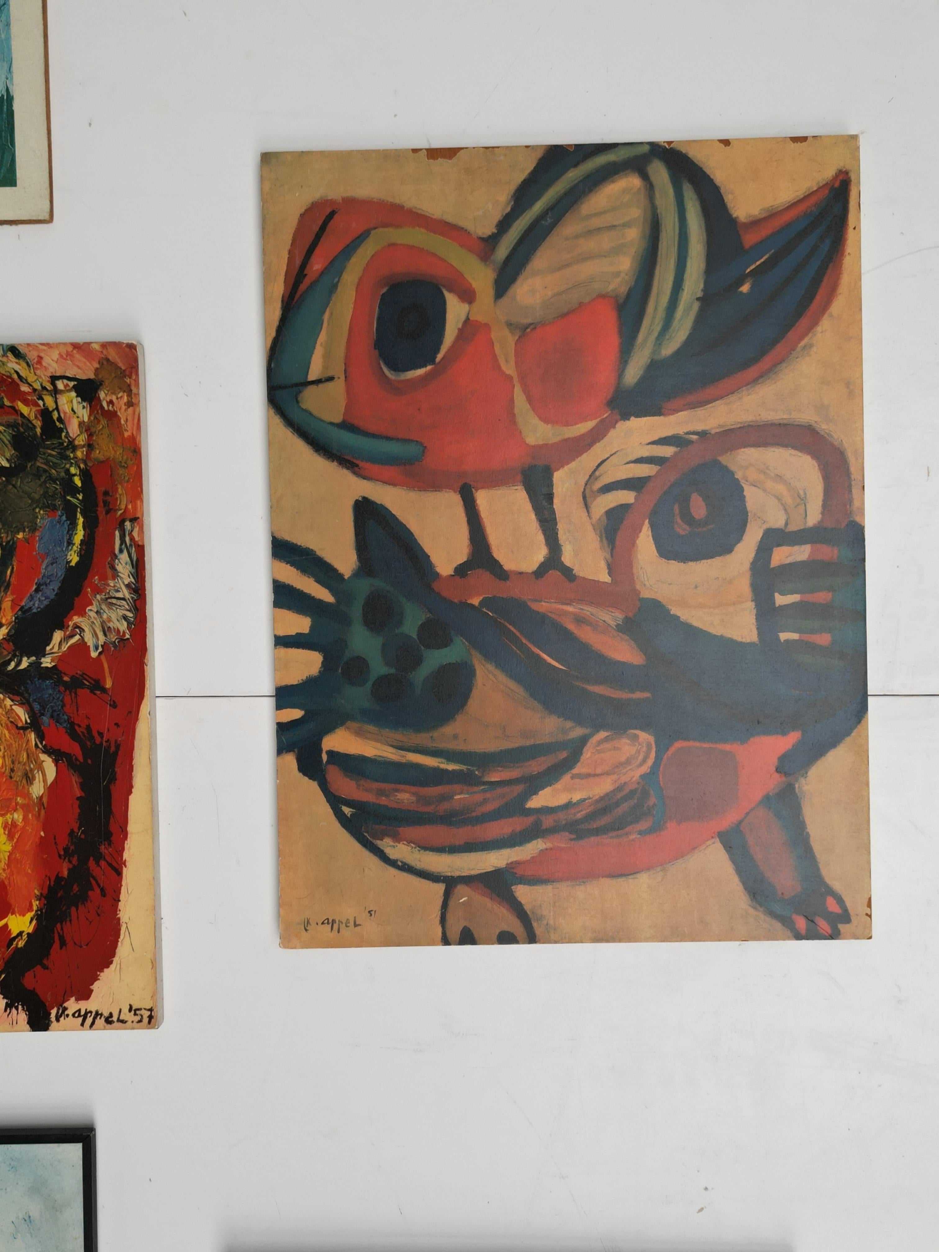 Collection of 7 Karel Appel 1970's Period Reproduction Posters on Chipwood For Sale 5