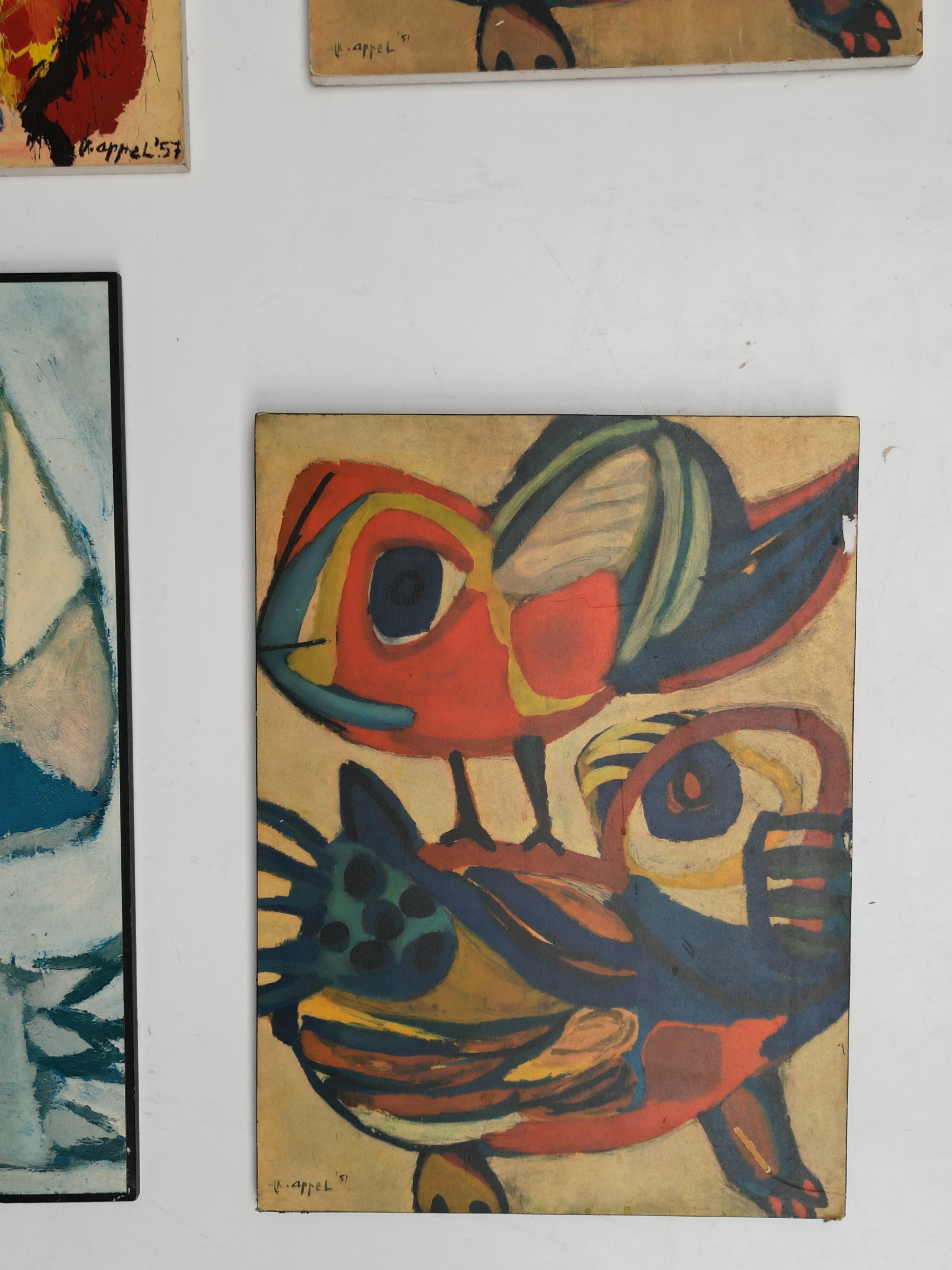 Collection of 7 Karel Appel 1970's Period Reproduction Posters on Chipwood For Sale 7