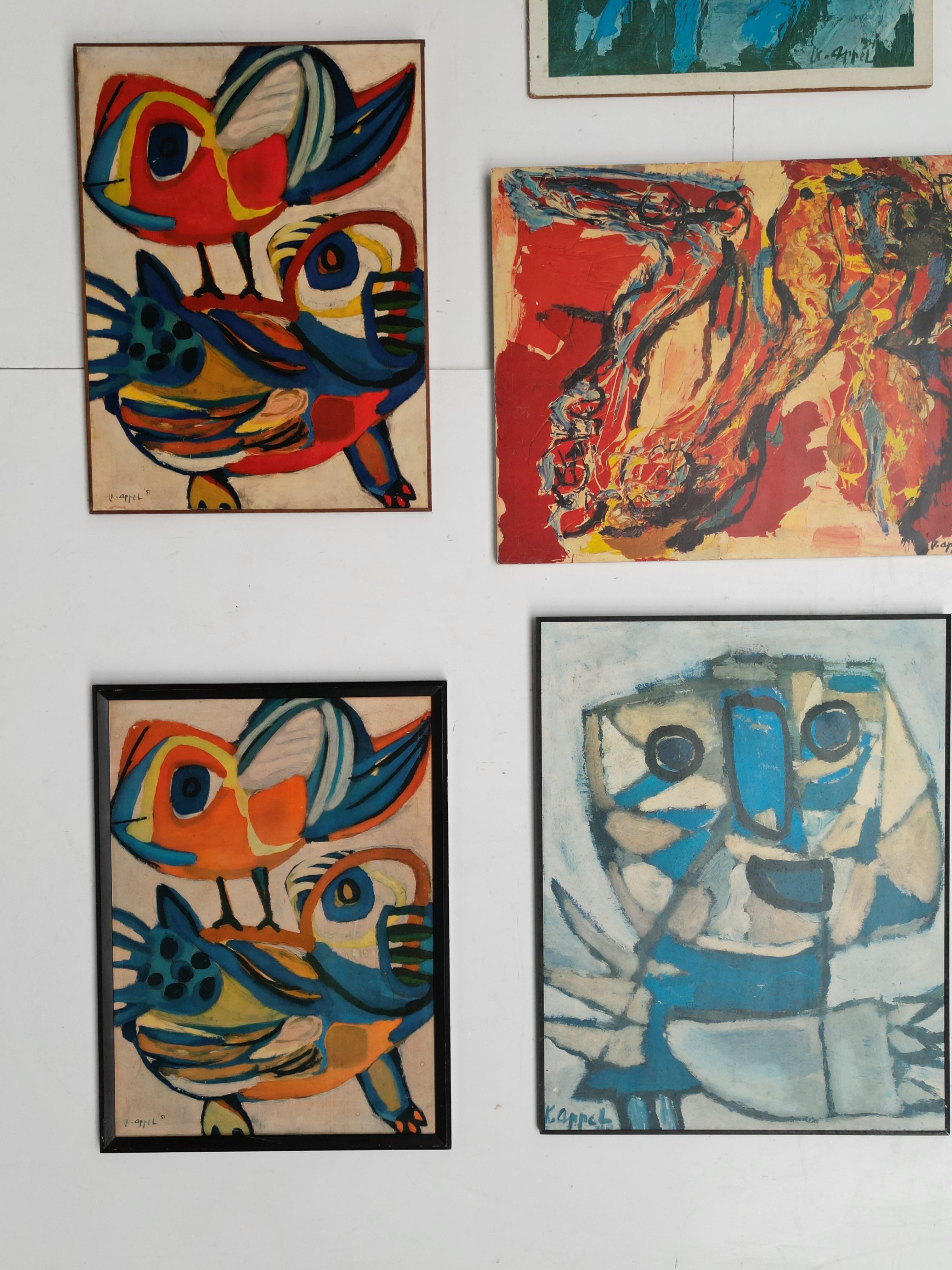 Collection of 7 Karel Appel 1970's Period Reproduction Posters on Chipwood For Sale 10