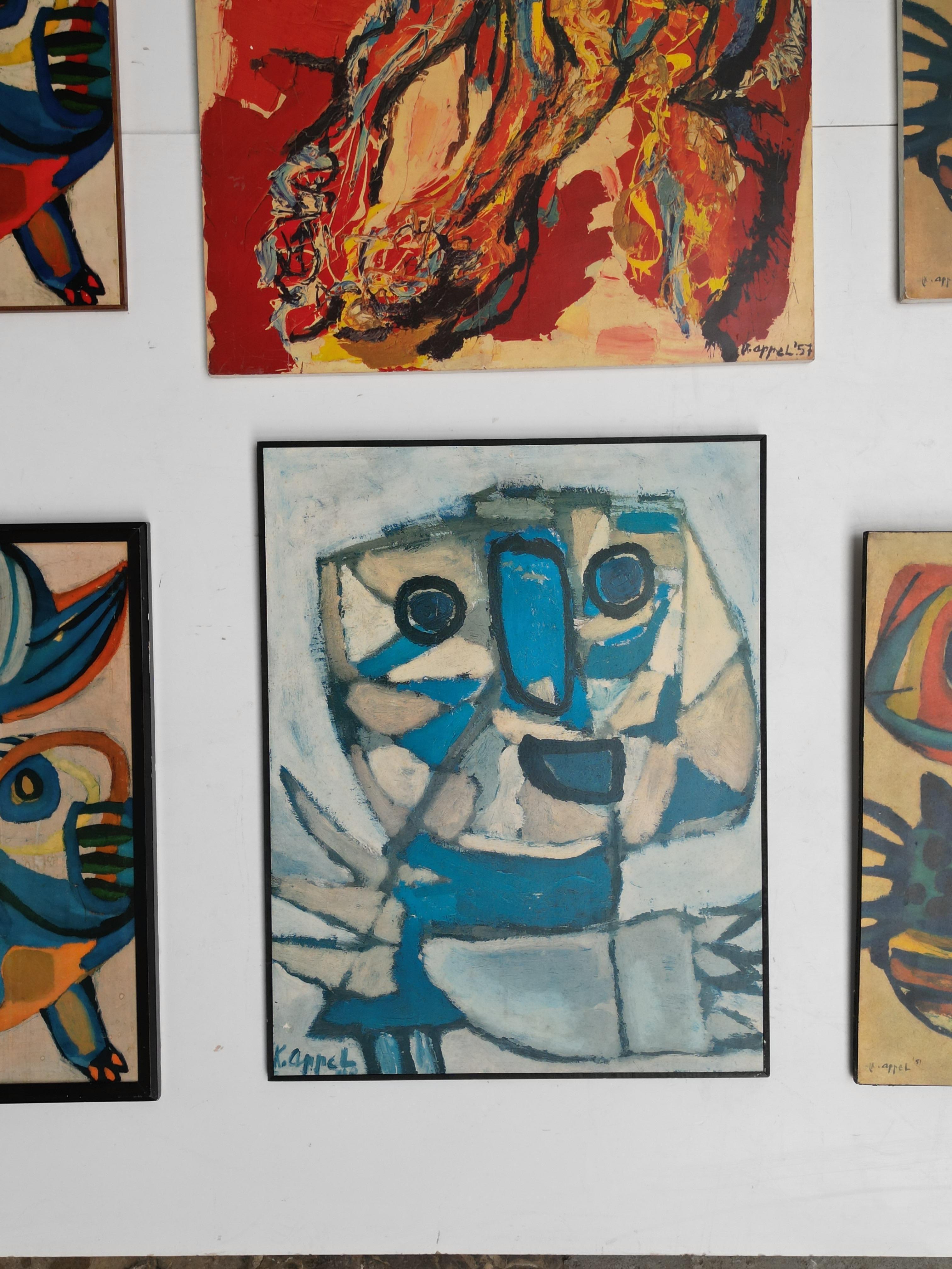 Late 20th Century Collection of 7 Karel Appel 1970's Period Reproduction Posters on Chipwood For Sale