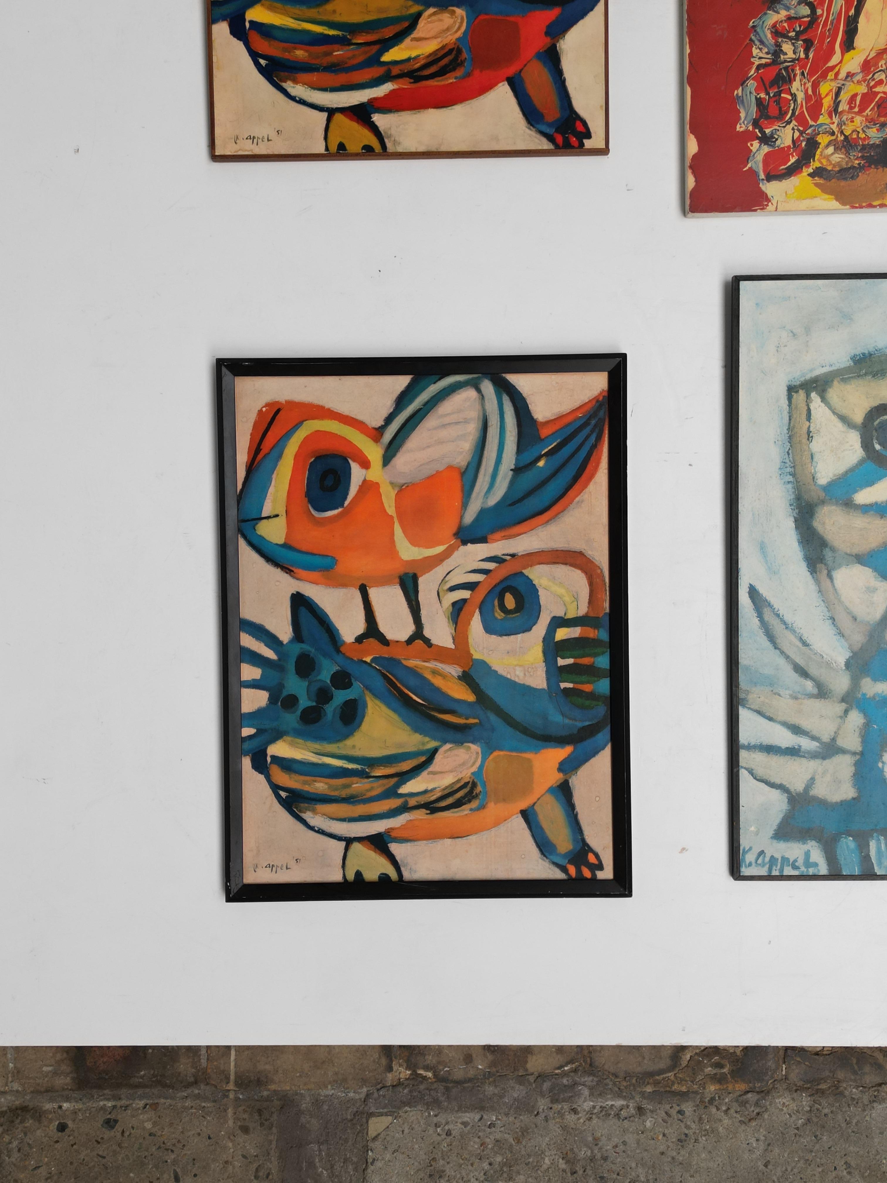 Collection of 7 Karel Appel 1970's Period Reproduction Posters on Chipwood For Sale 2