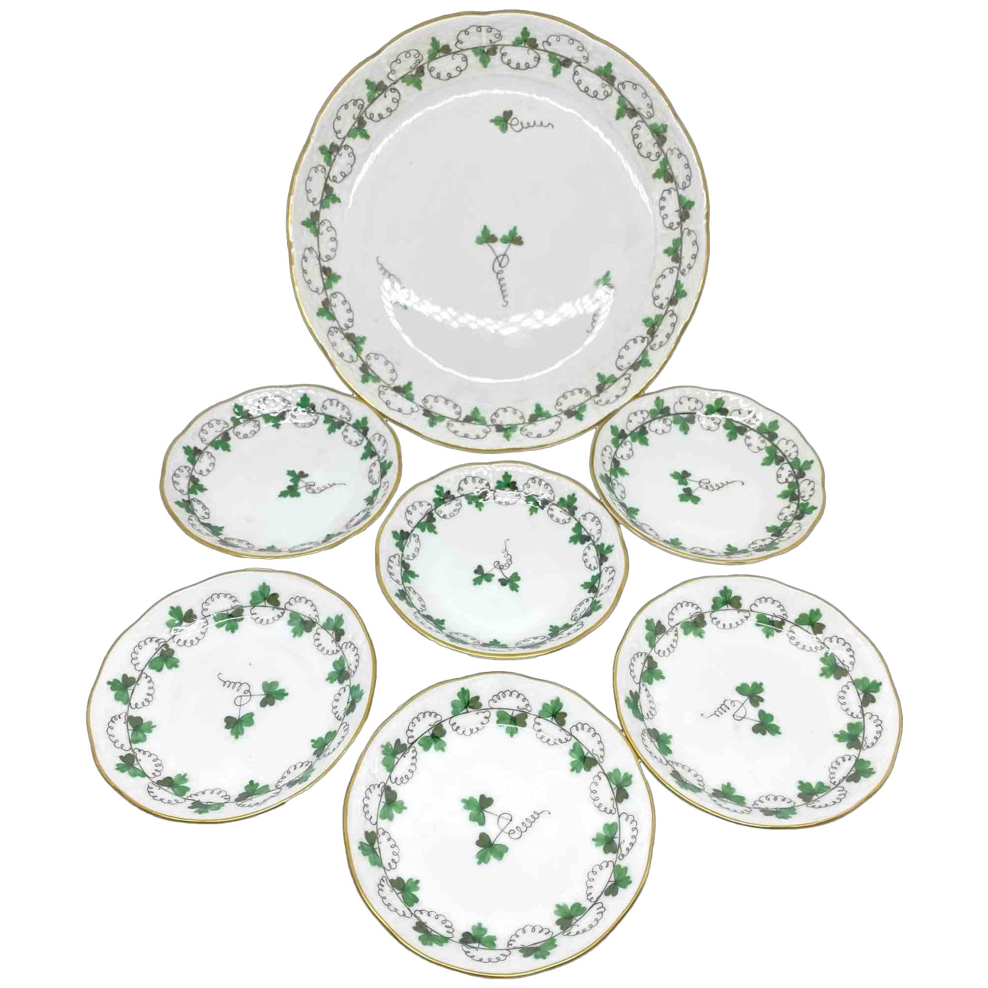 Collection of 7 Plates Herend Hungary Porcelain Wall Decoration Ready to Hang For Sale