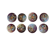 Collection Of 8 Enamel Miniature Plaques W Flowers