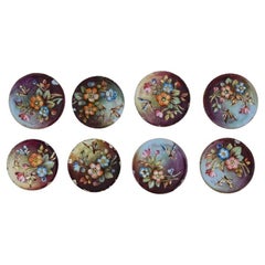 Vintage Collection Of 8 Enamel Miniature Plaques W Flowers