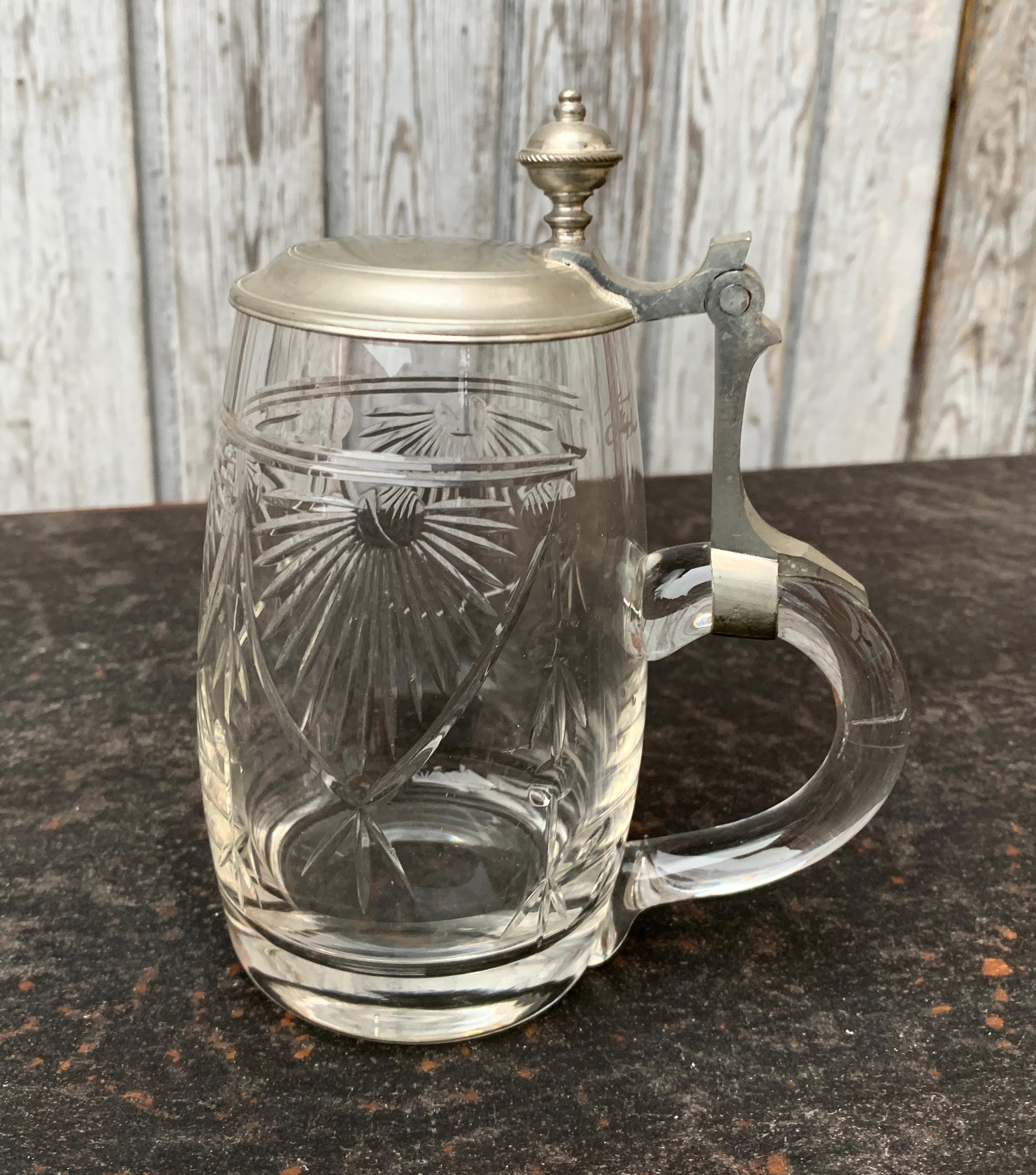 Collection of 8 Glass And Metal German Tankards For Sale 6